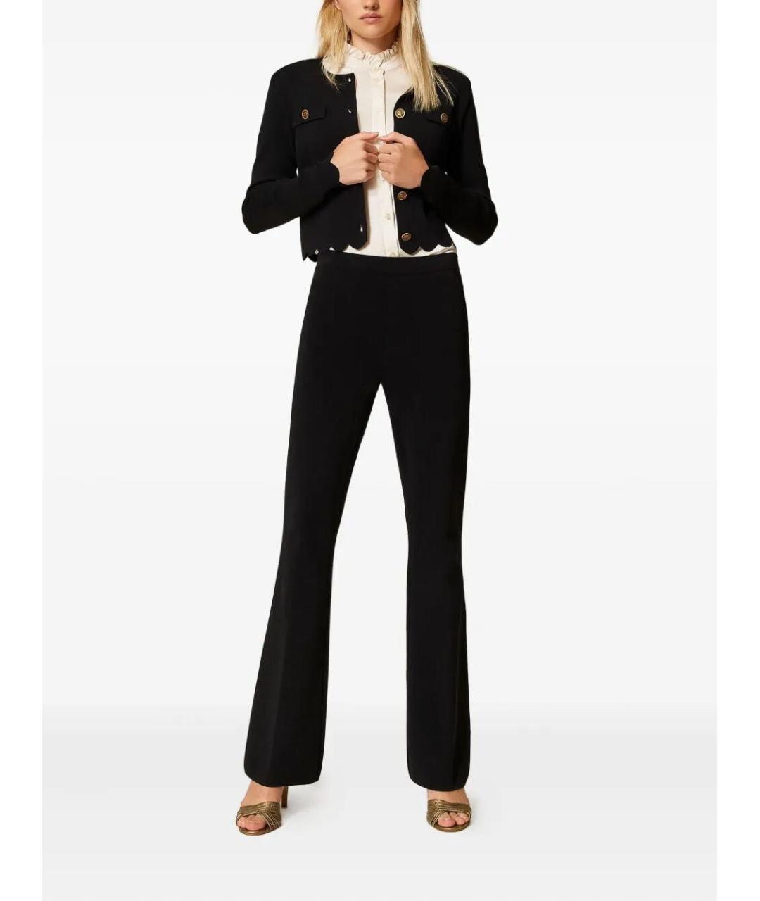 TWIN-SET Черные полиамидовые прямые брюки, фото 2