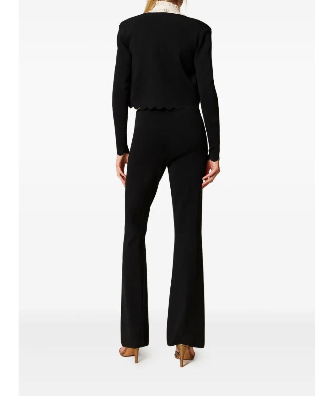 TWIN-SET Черные полиамидовые прямые брюки, фото 4