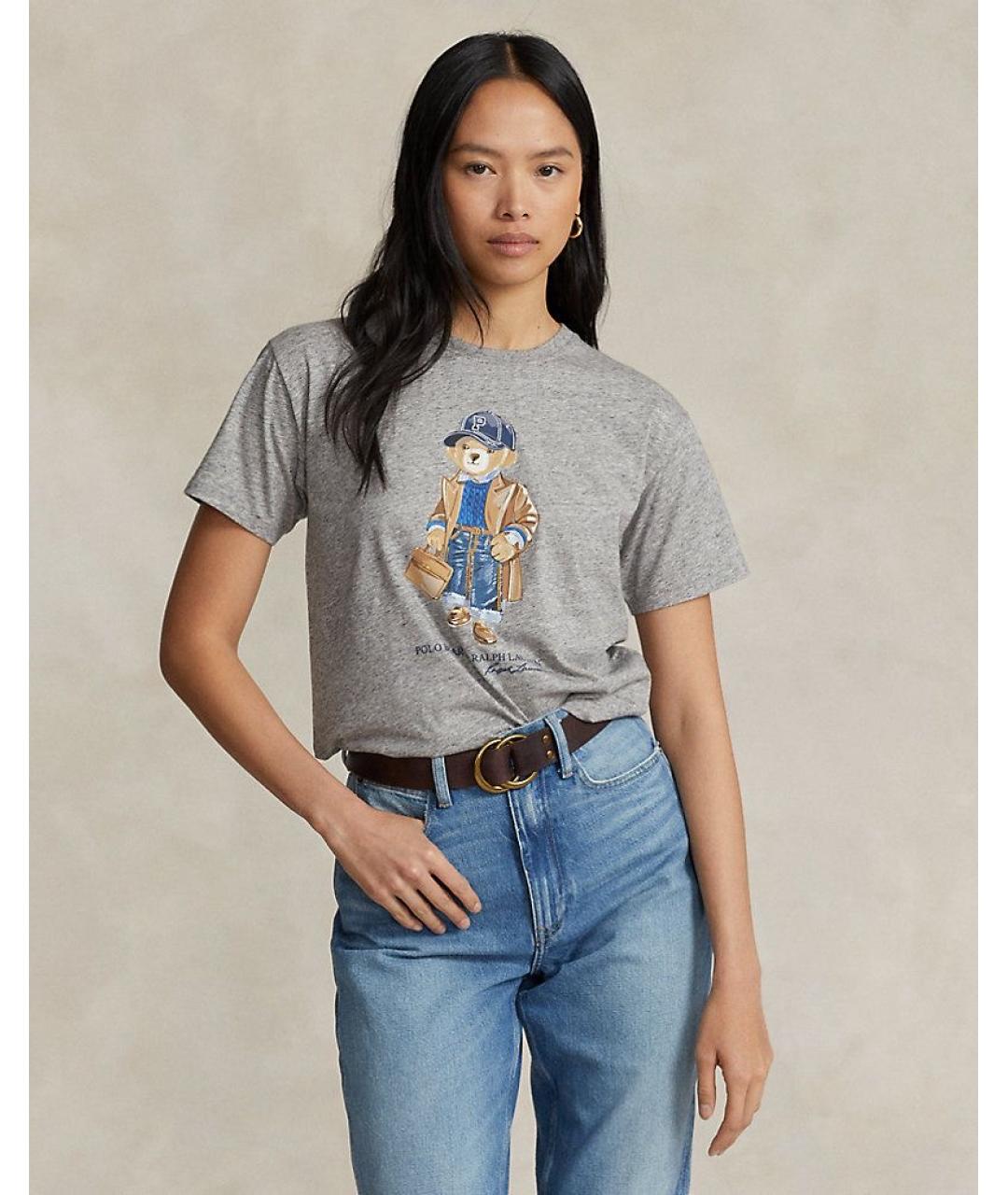 POLO RALPH LAUREN Серая хлопковая футболка, фото 2