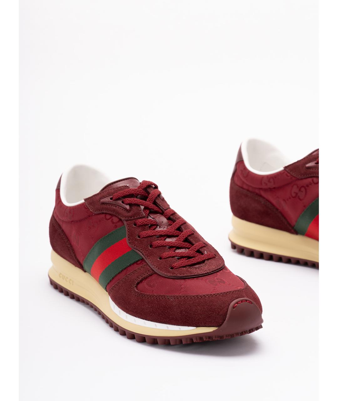 GUCCI Красные замшевые низкие кроссовки / кеды, фото 4