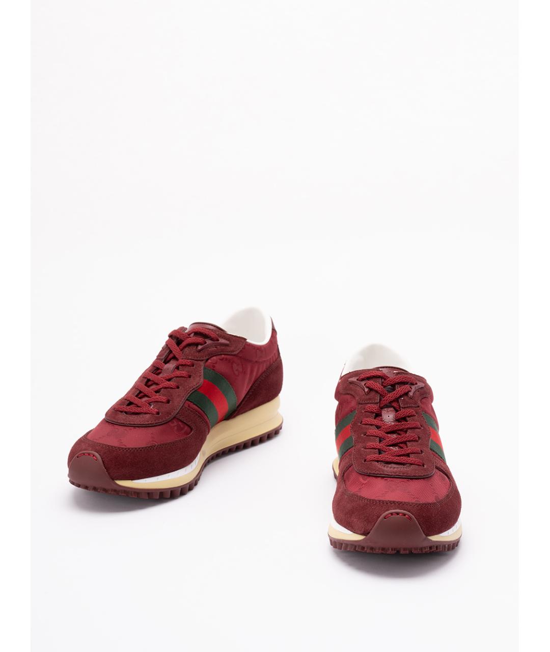 GUCCI Красные замшевые низкие кроссовки / кеды, фото 2