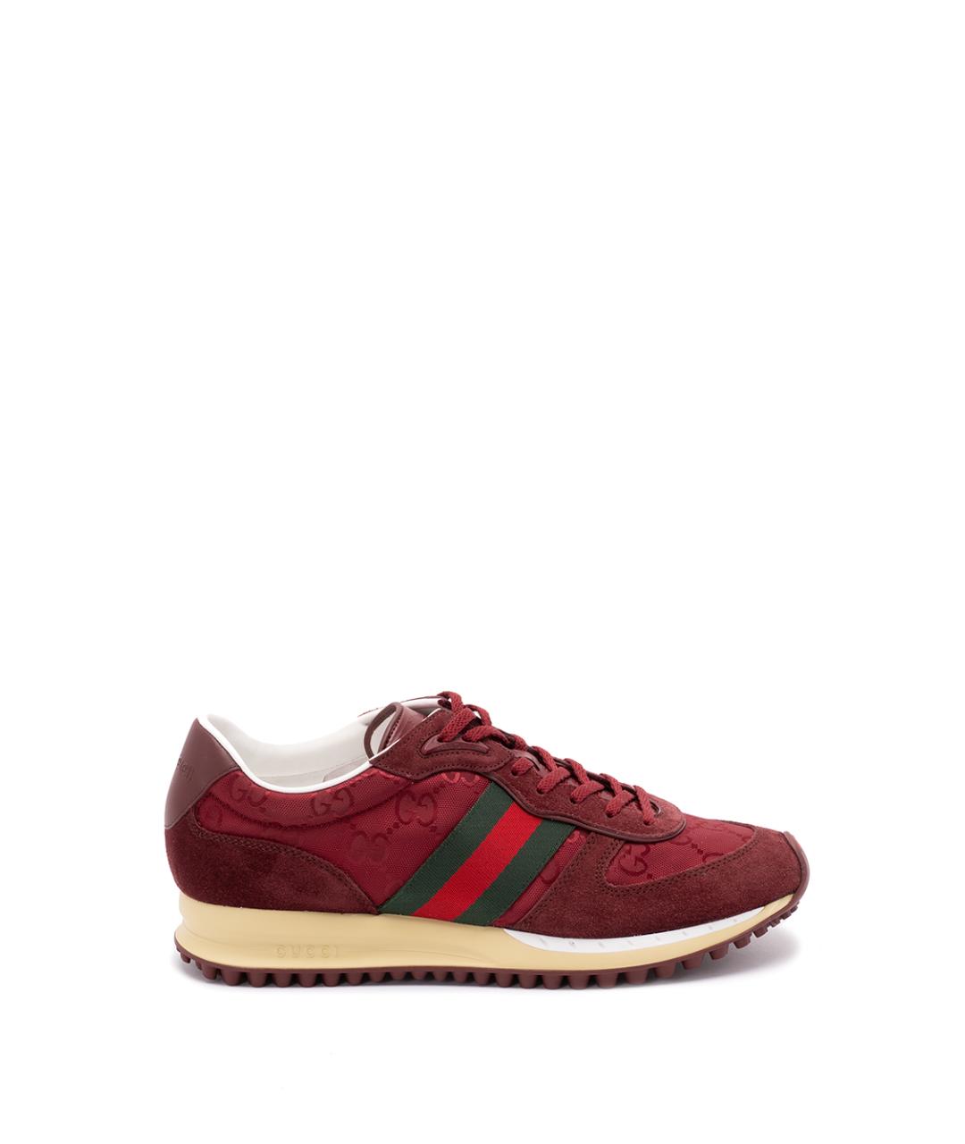 GUCCI Красные замшевые низкие кроссовки / кеды, фото 1