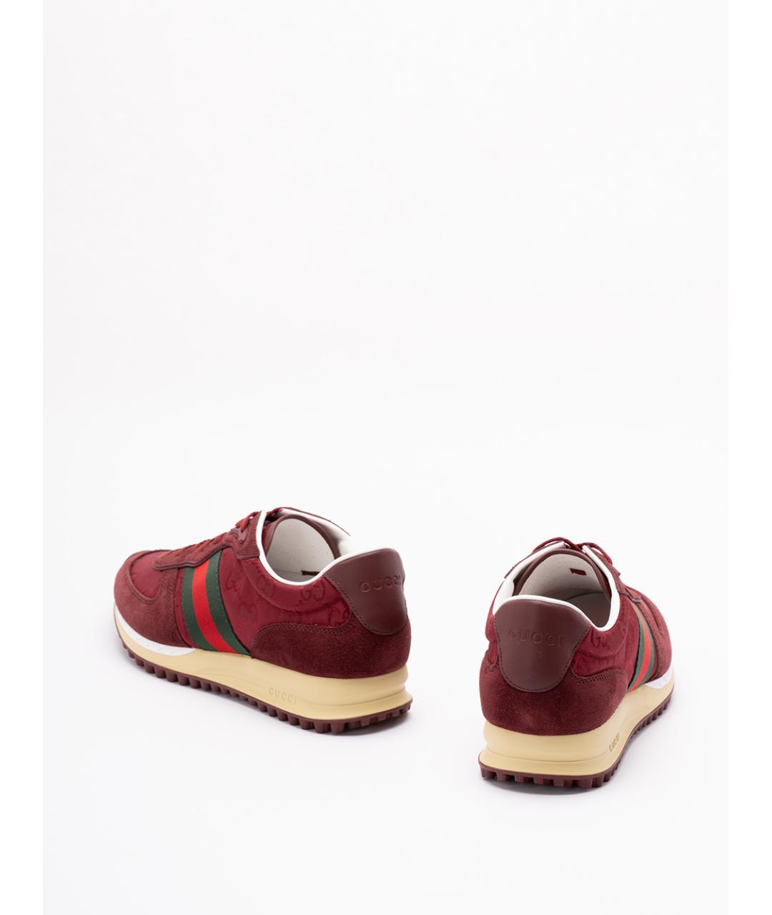 GUCCI Красные замшевые низкие кроссовки / кеды, фото 3