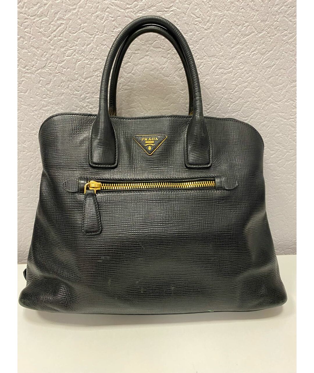 PRADA Черная кожаная сумка тоут, фото 6