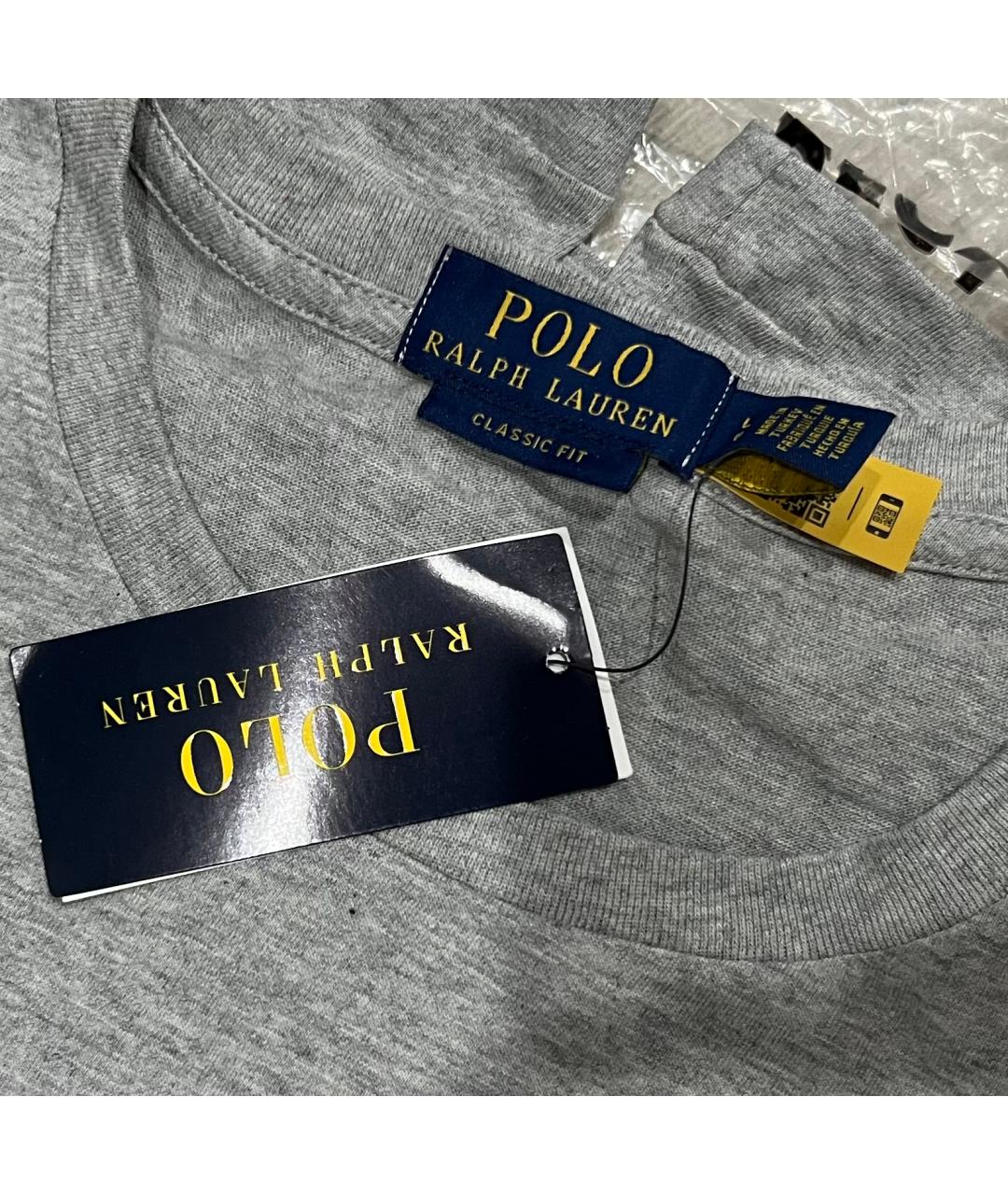 POLO RALPH LAUREN Серая хлопковая футболка, фото 2