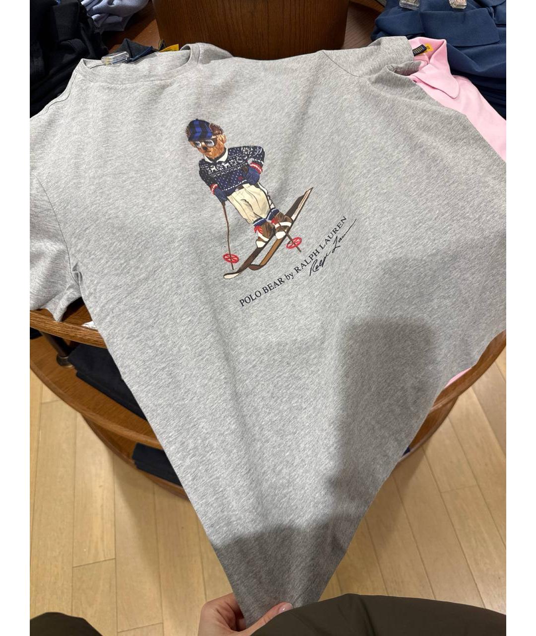 POLO RALPH LAUREN Серая хлопковая футболка, фото 3