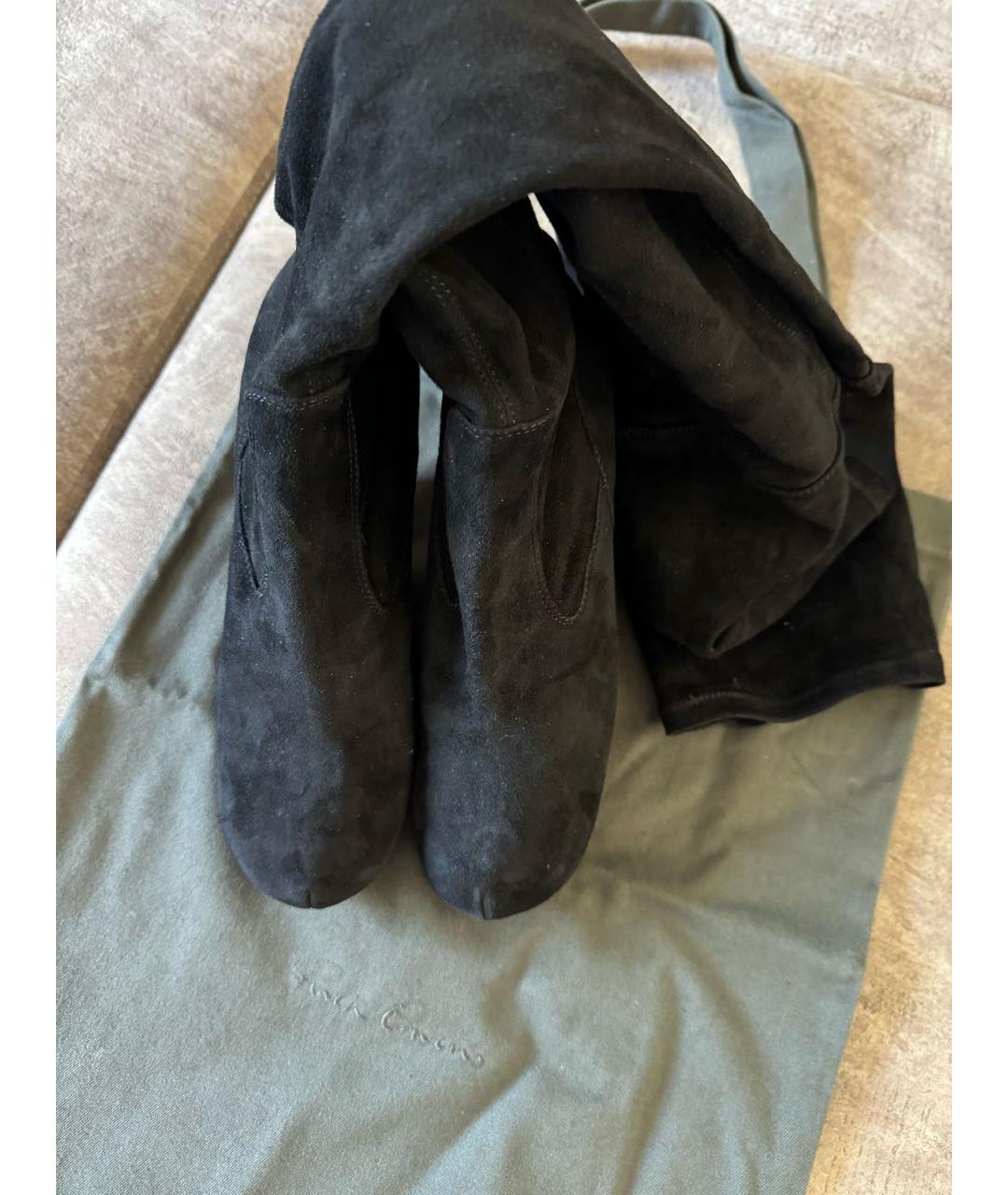 RICK OWENS Черные замшевые ботфорты, фото 2