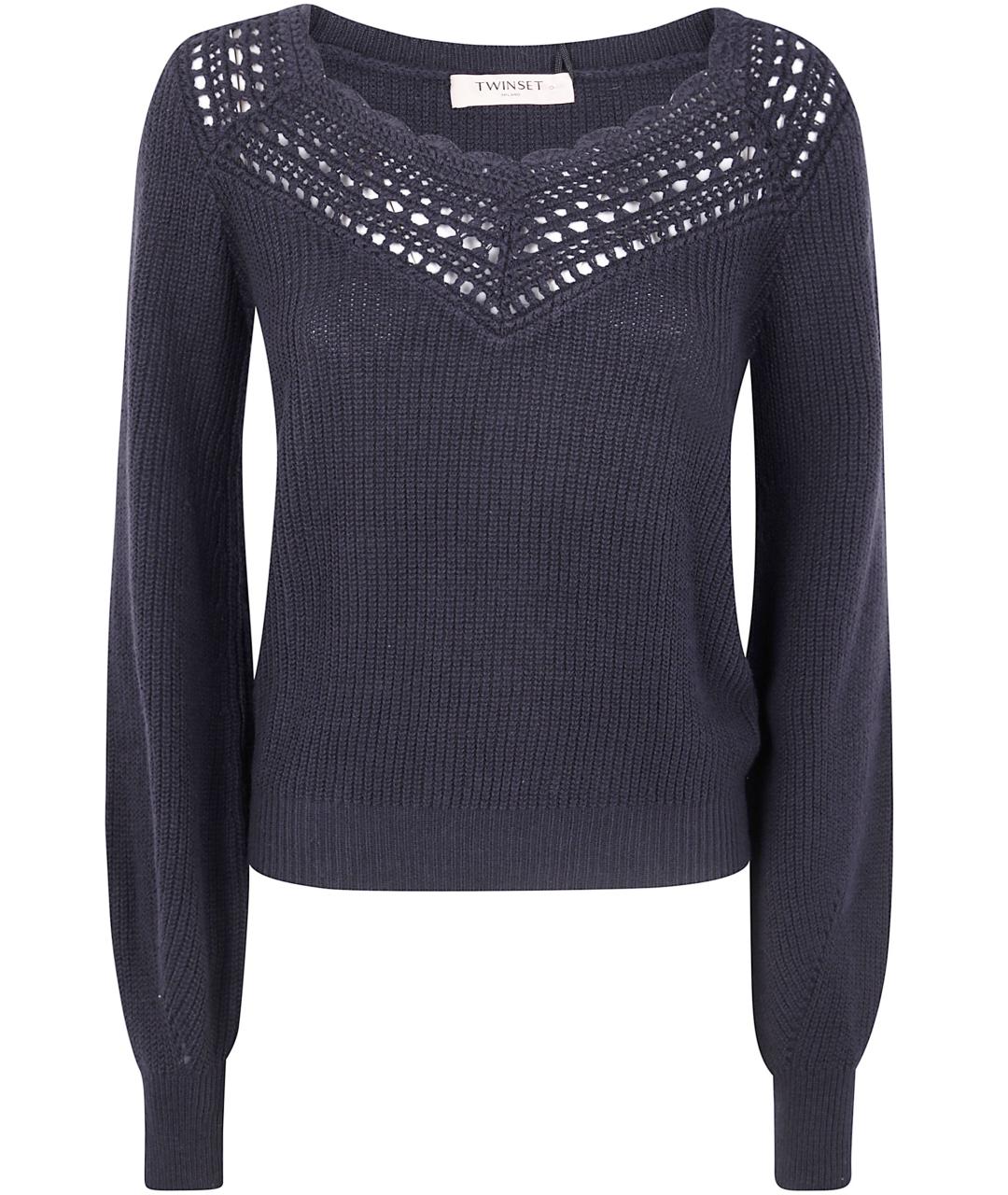 TWIN-SET Черный хлопковый джемпер / свитер, фото 1