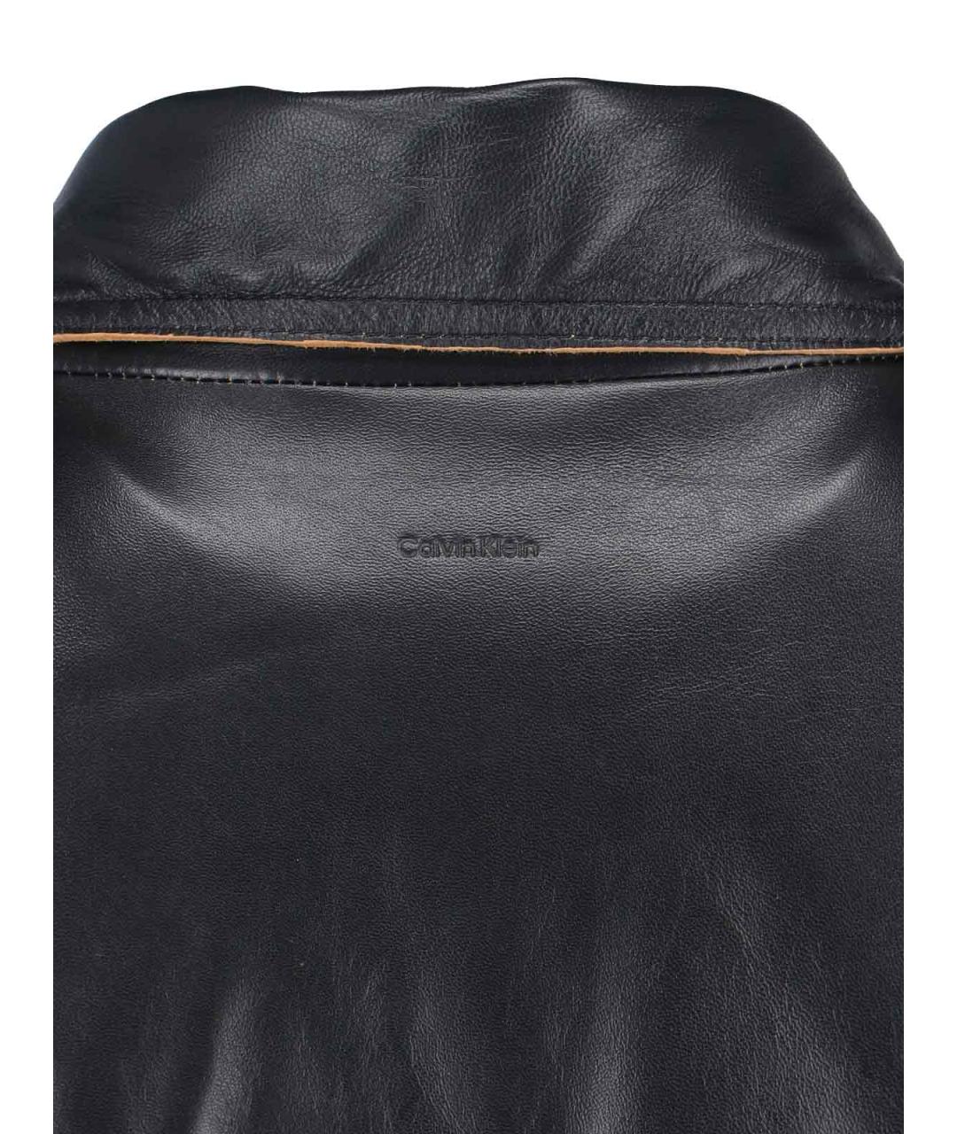 CALVIN KLEIN Черная кожаная куртка, фото 2
