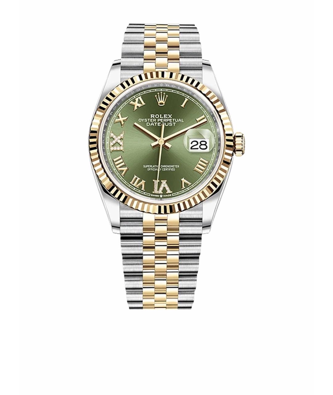 ROLEX Зеленые часы из желтого золота, фото 1