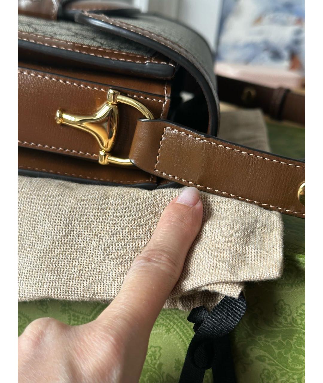 GUCCI Коричневая кожаная сумка через плечо, фото 4