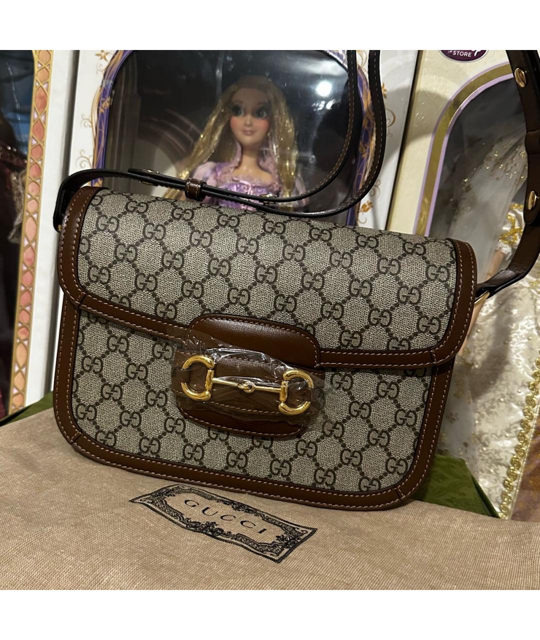 GUCCI Коричневая кожаная сумка через плечо, фото 2