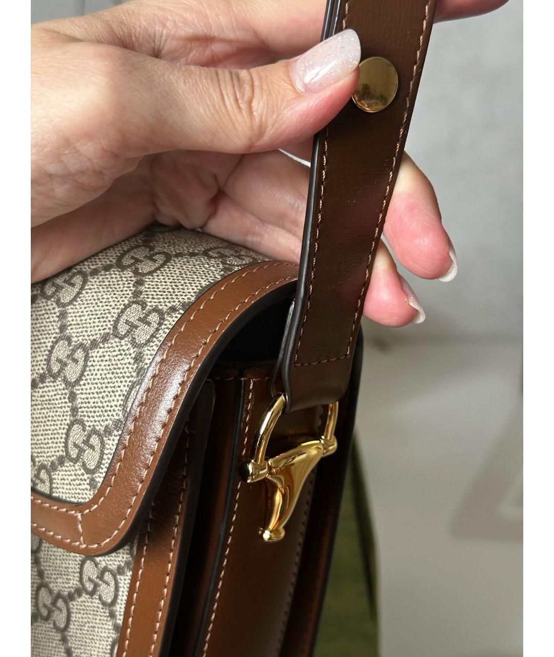GUCCI Коричневая кожаная сумка через плечо, фото 6