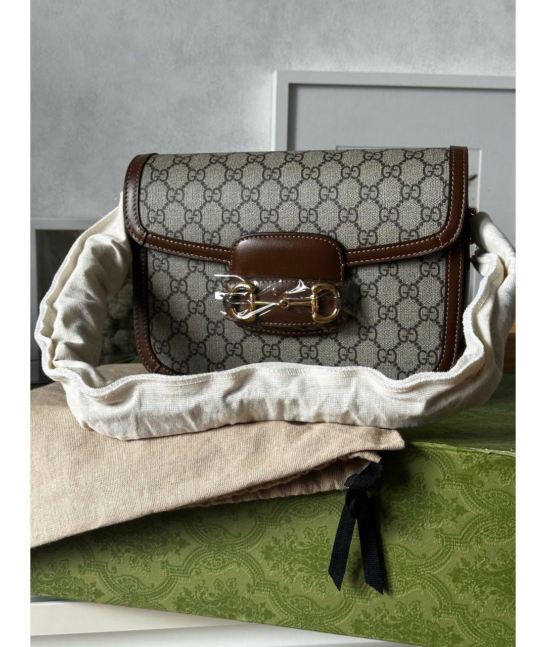 GUCCI Коричневая кожаная сумка через плечо, фото 2