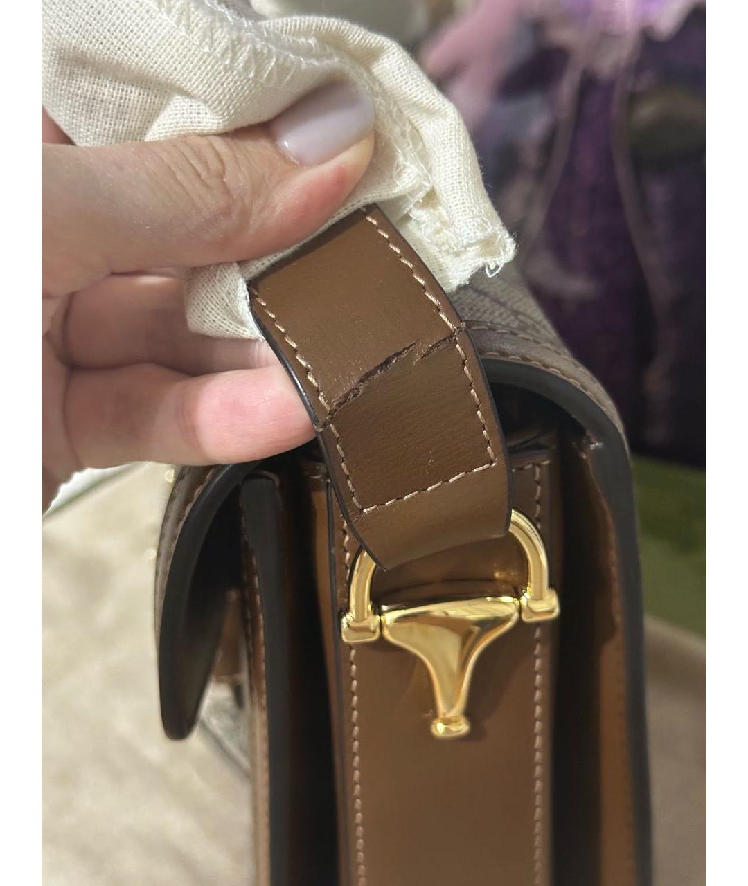 GUCCI Коричневая кожаная сумка через плечо, фото 4