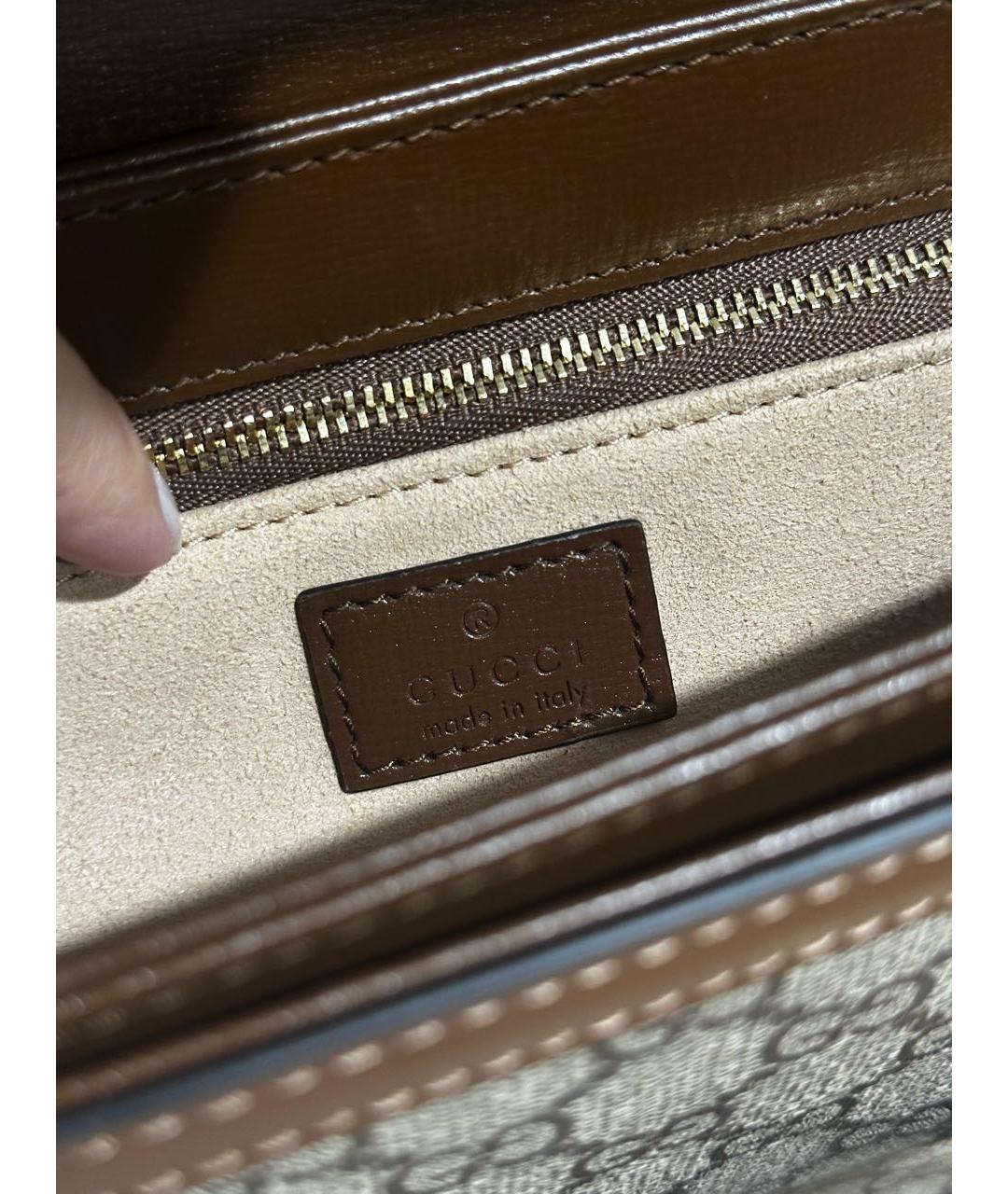 GUCCI Коричневая кожаная сумка через плечо, фото 6