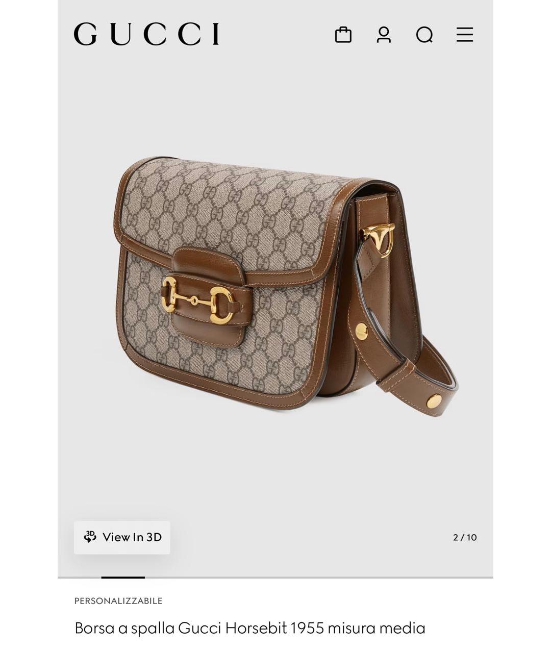 GUCCI Коричневая кожаная сумка через плечо, фото 8