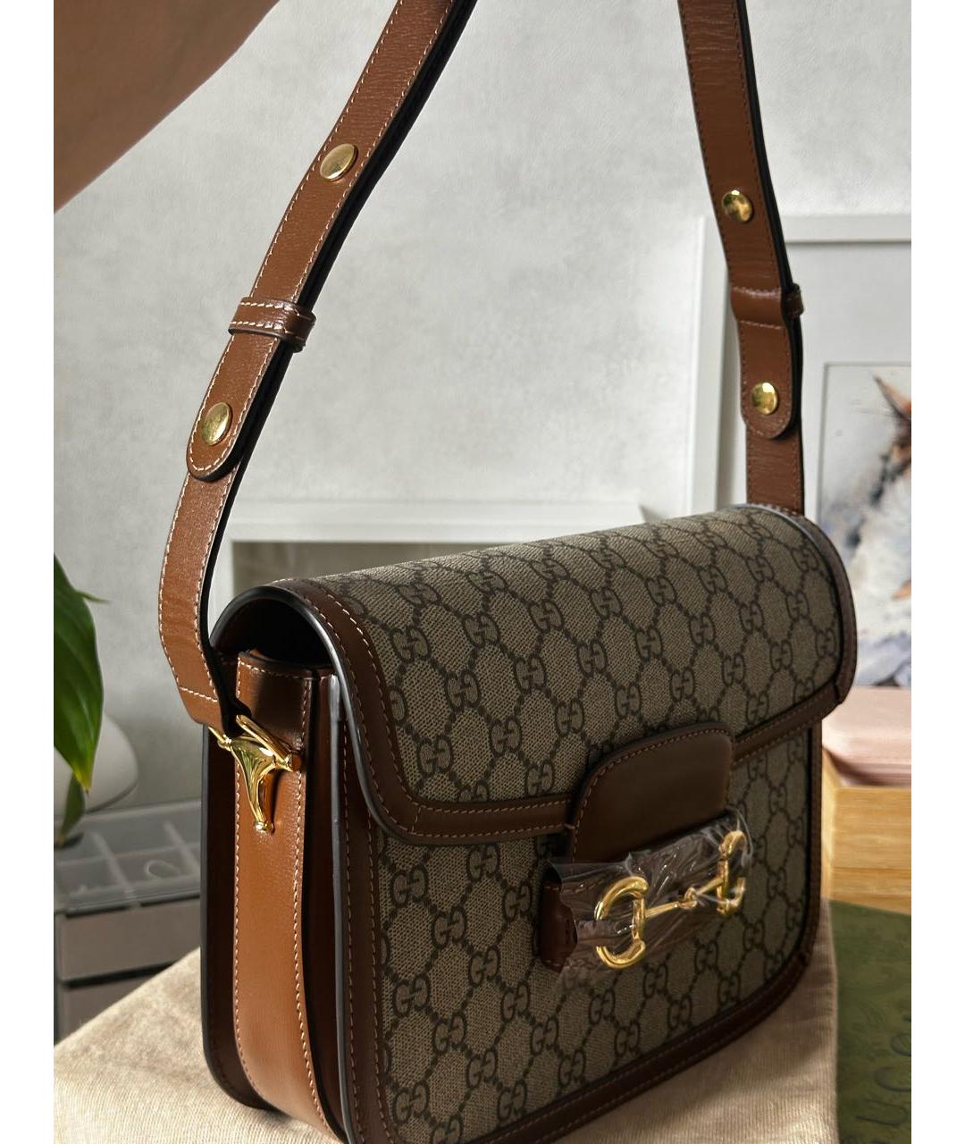 GUCCI Коричневая кожаная сумка через плечо, фото 3