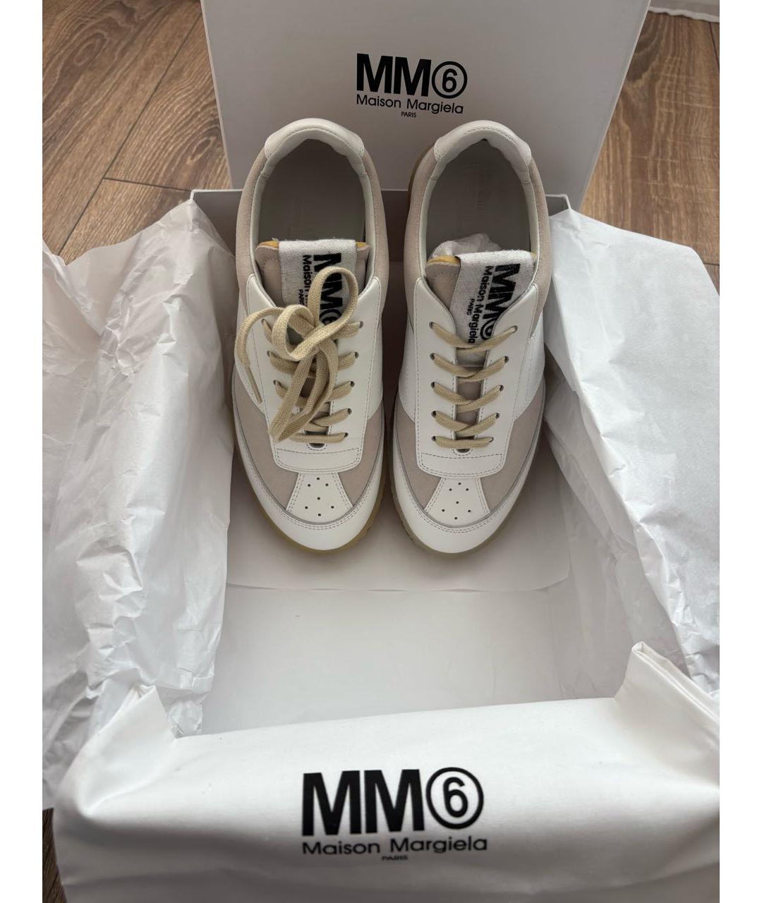 MM6 MAISON MARGIELA Белые кожаные кеды, фото 2