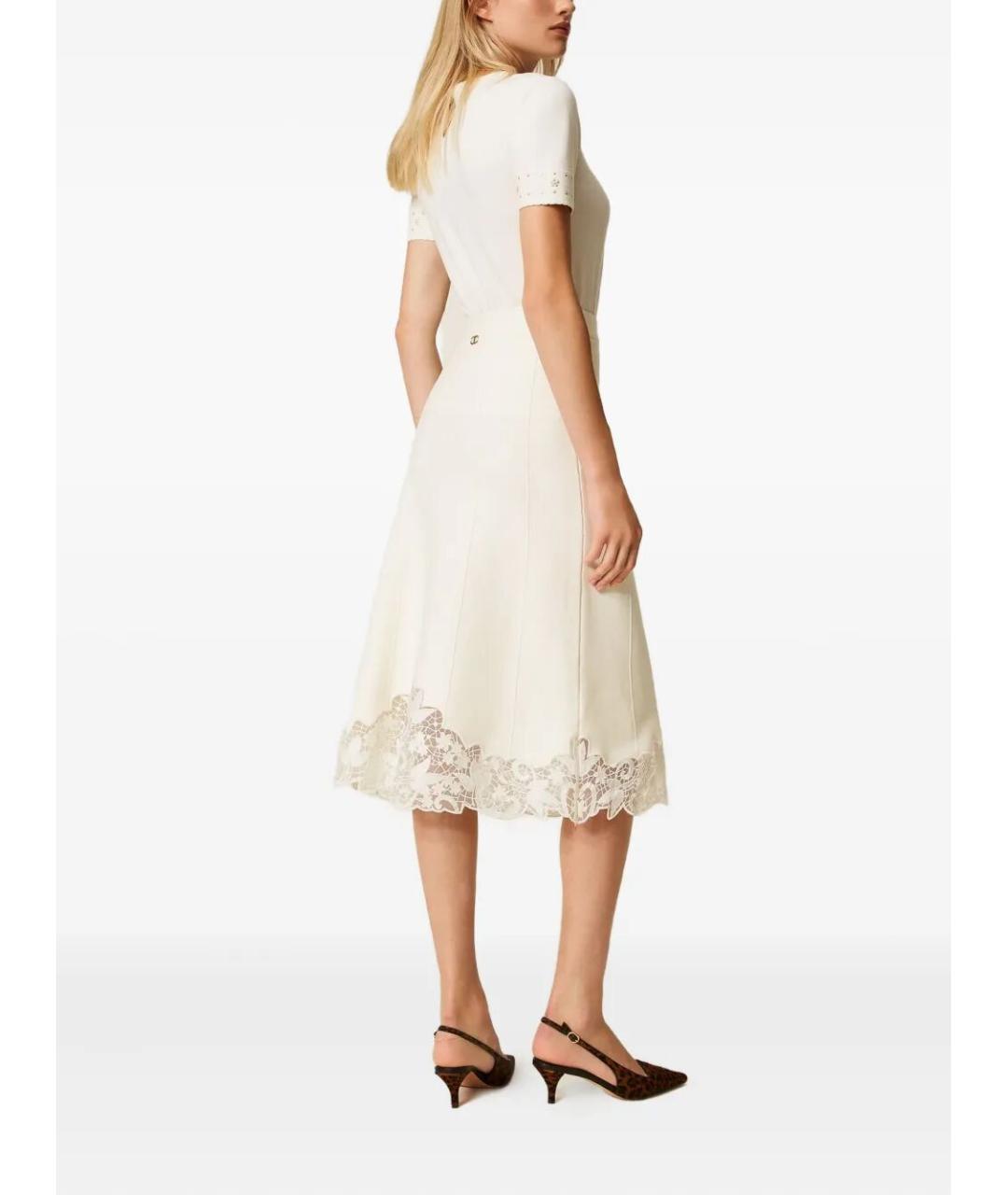 TWIN-SET Белая вискозная юбка миди, фото 3