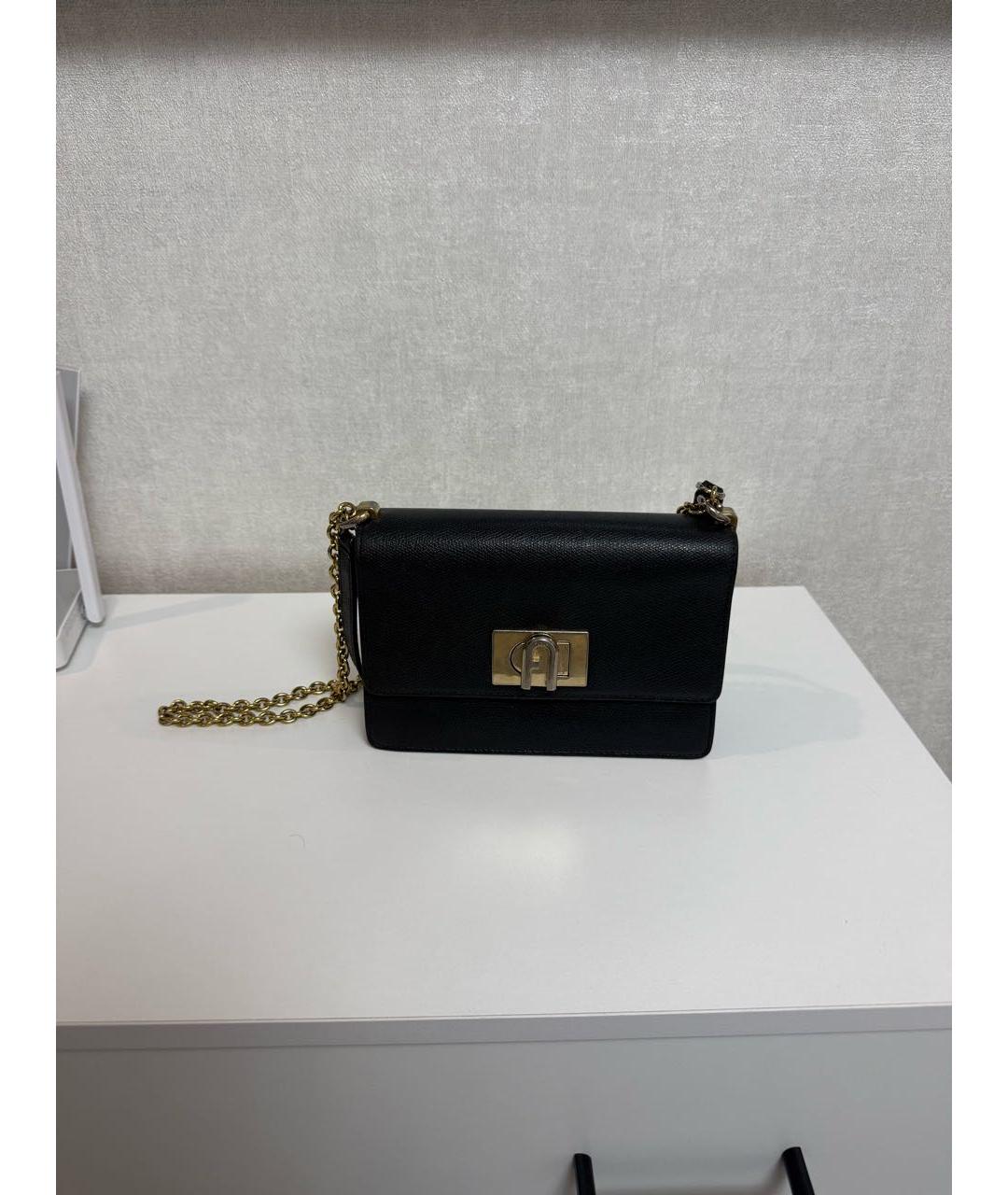 FURLA Черная кожаная сумка через плечо, фото 4