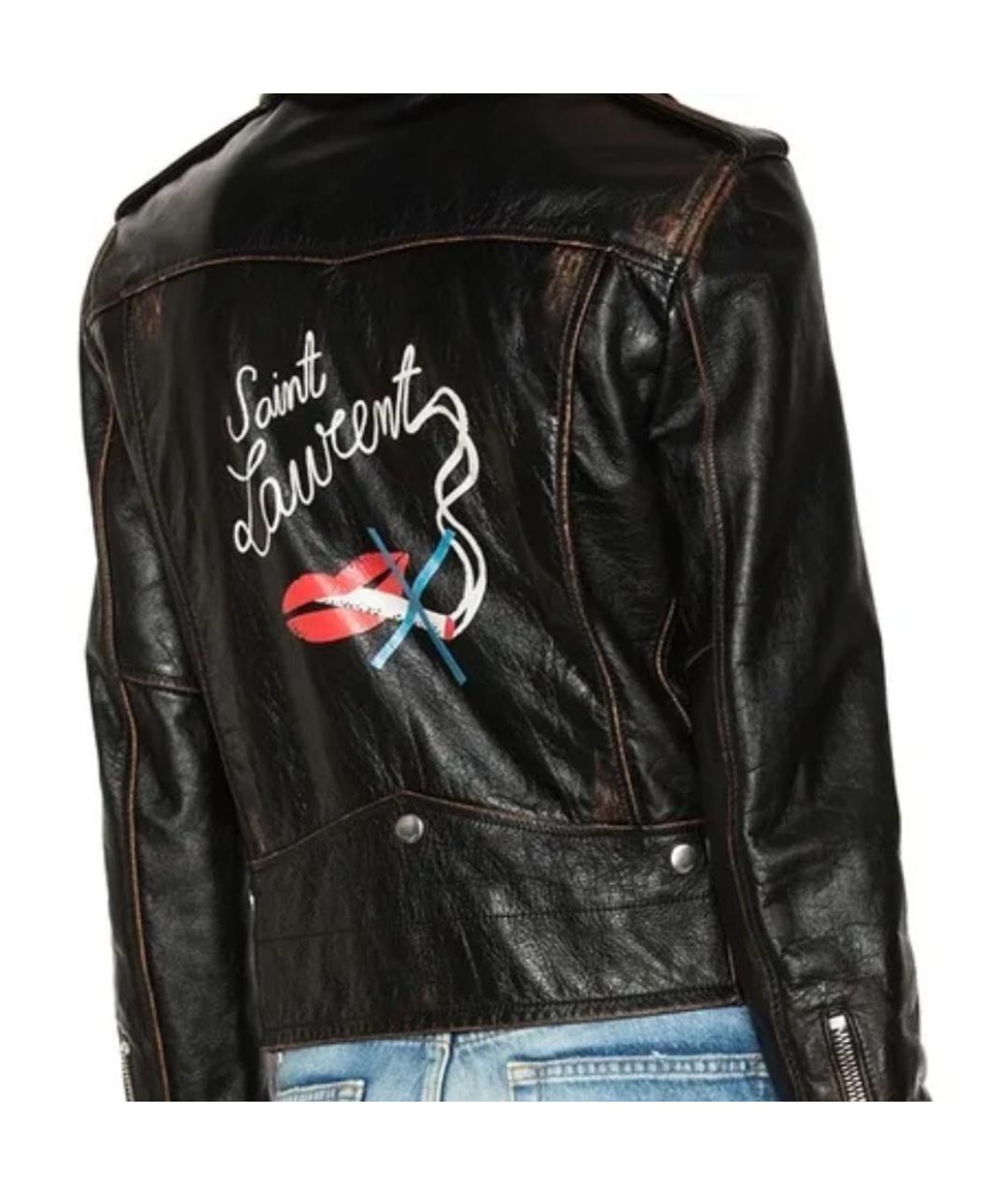 SAINT LAURENT Коричневая кожаная куртка, фото 2