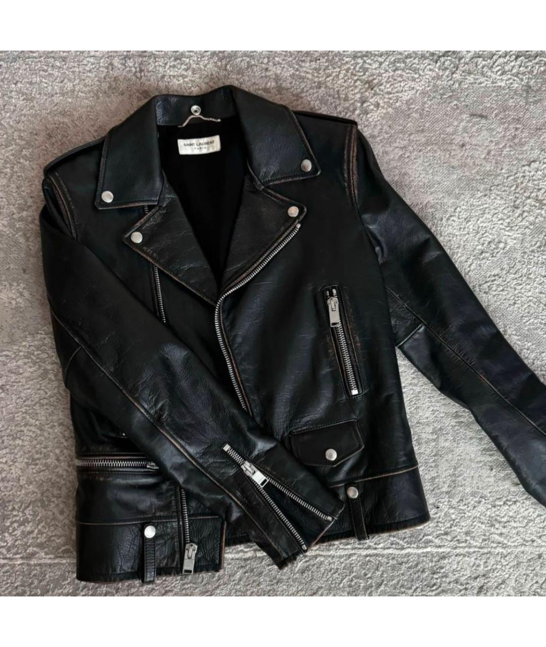 SAINT LAURENT Коричневая кожаная куртка, фото 3