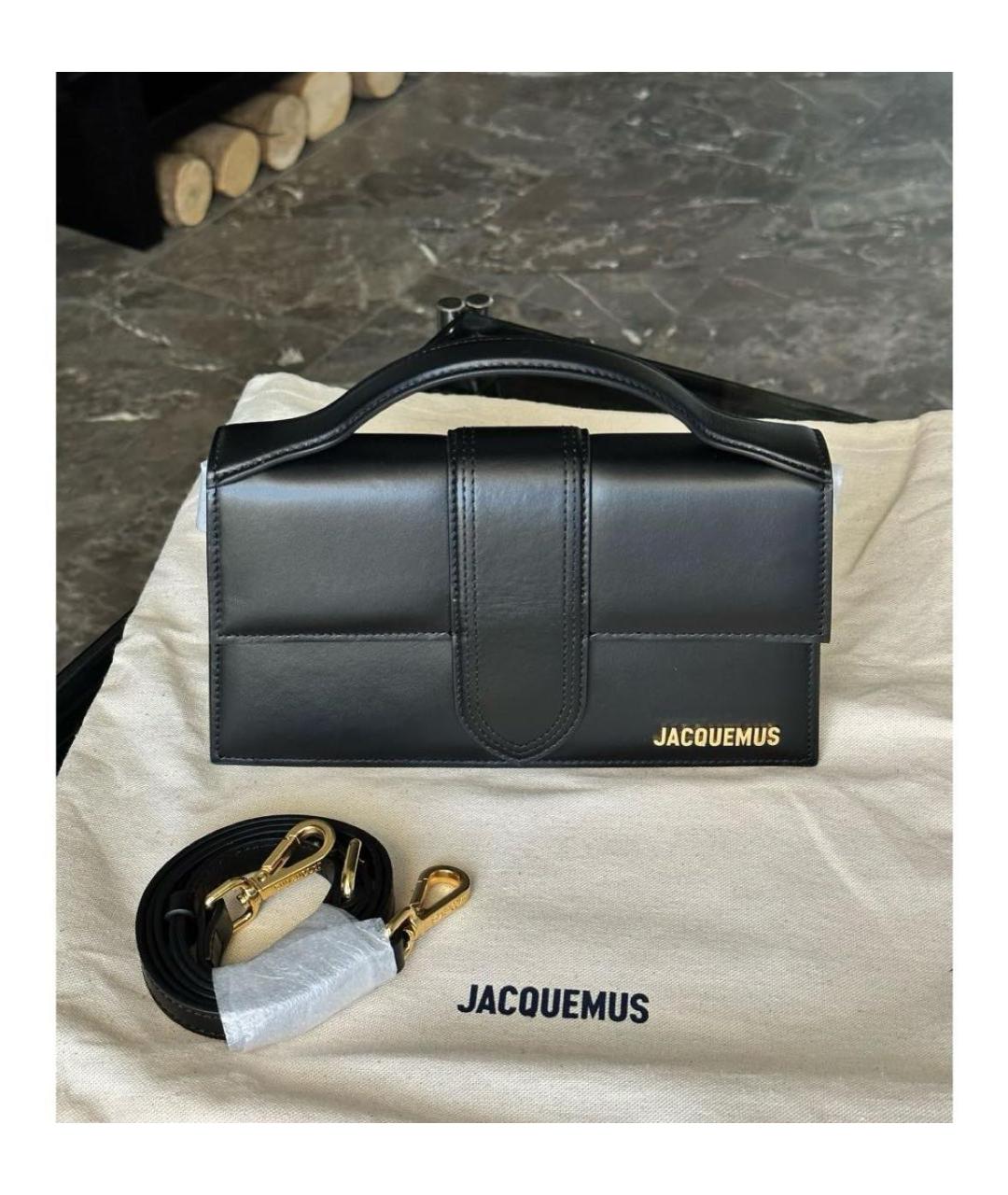 JACQUEMUS Черная кожаная сумка с короткими ручками, фото 2