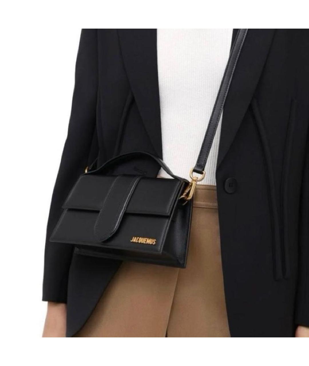 JACQUEMUS Черная кожаная сумка с короткими ручками, фото 7
