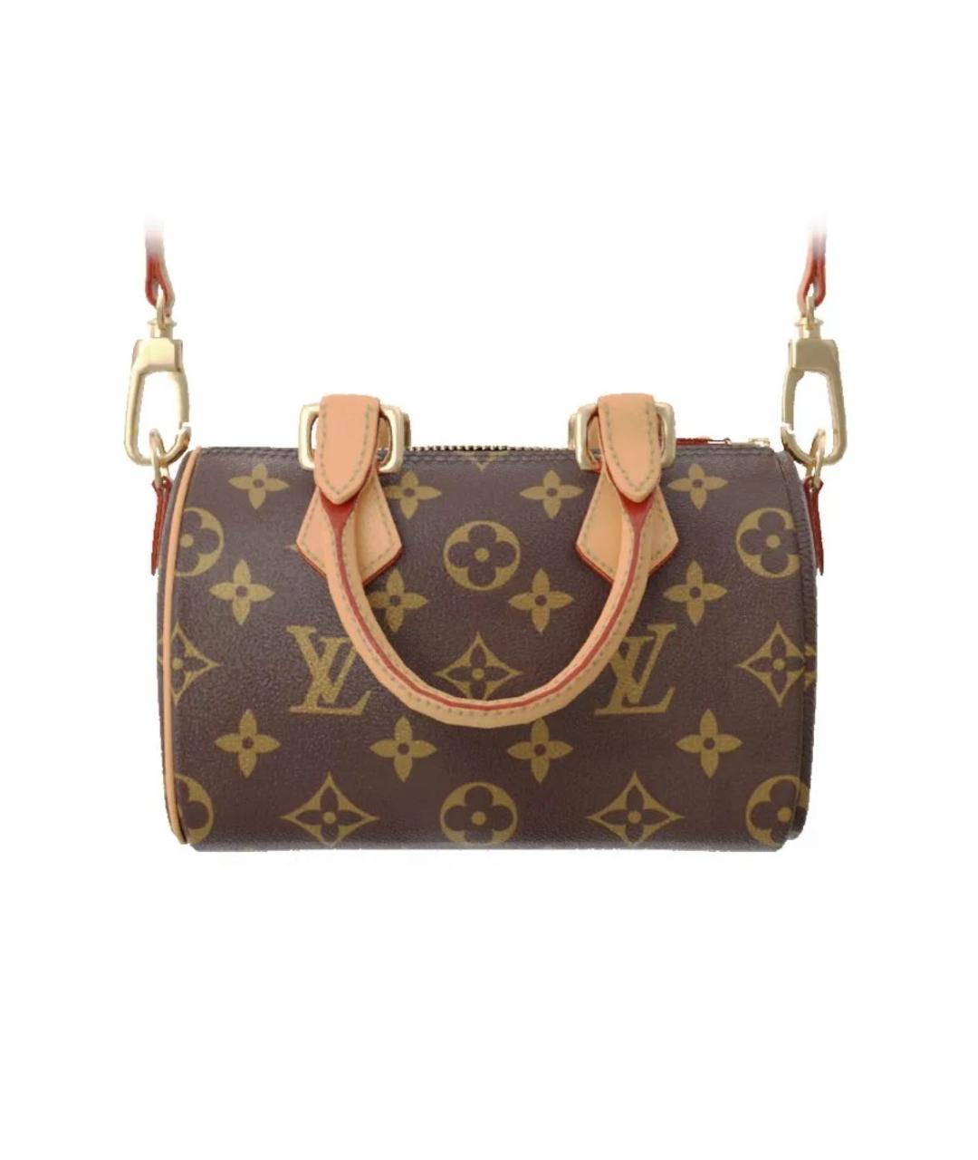 LOUIS VUITTON Коричневая кожаная сумка с короткими ручками, фото 5