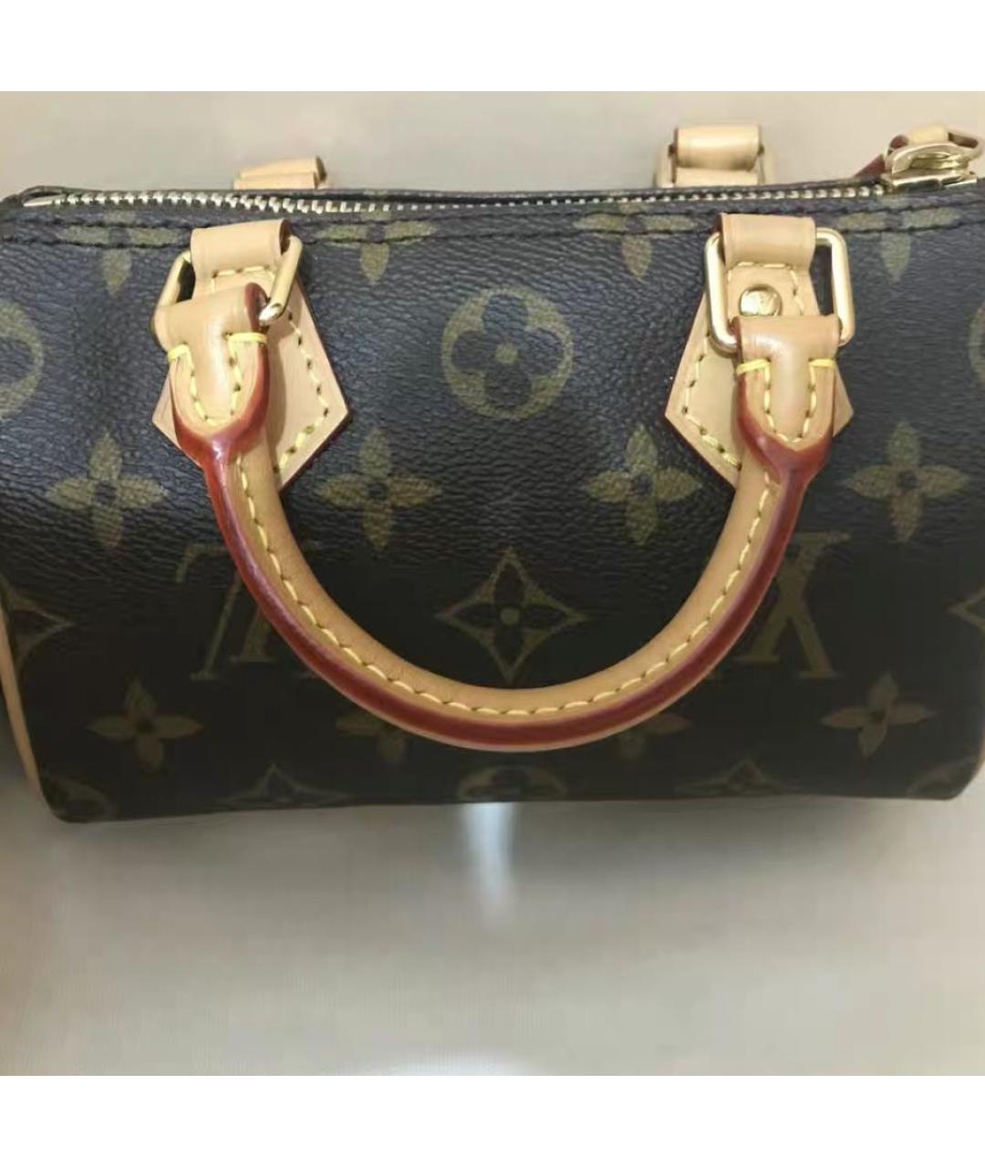 LOUIS VUITTON Коричневая кожаная сумка с короткими ручками, фото 3