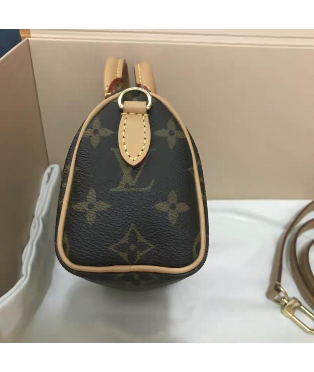 LOUIS VUITTON Коричневая кожаная сумка с короткими ручками, фото 4