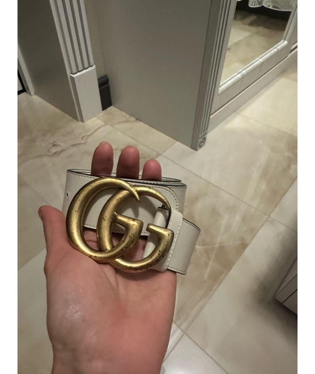 GUCCI Бежевый кожаный ремень, фото 2