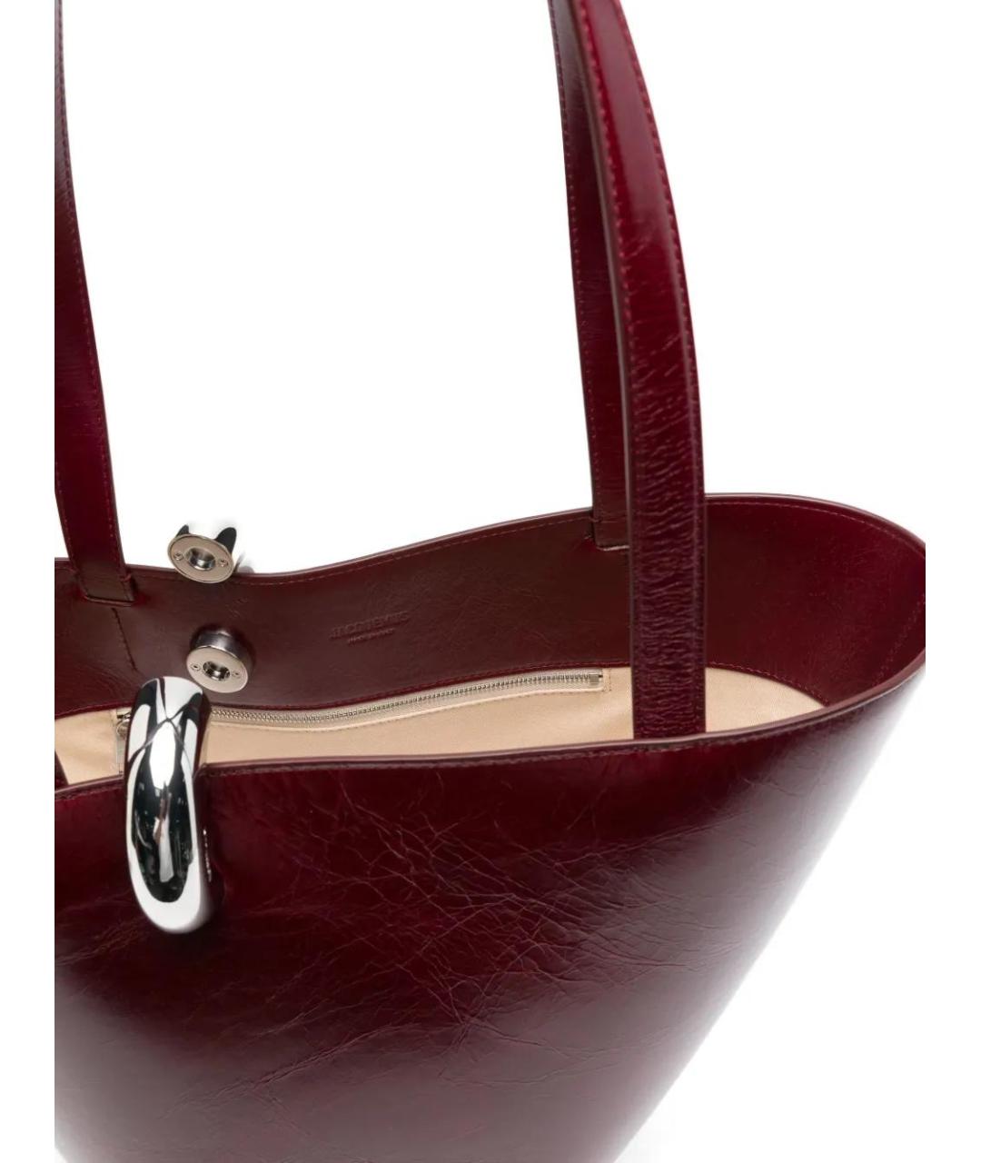 JACQUEMUS Бордовая кожаная сумка через плечо, фото 5