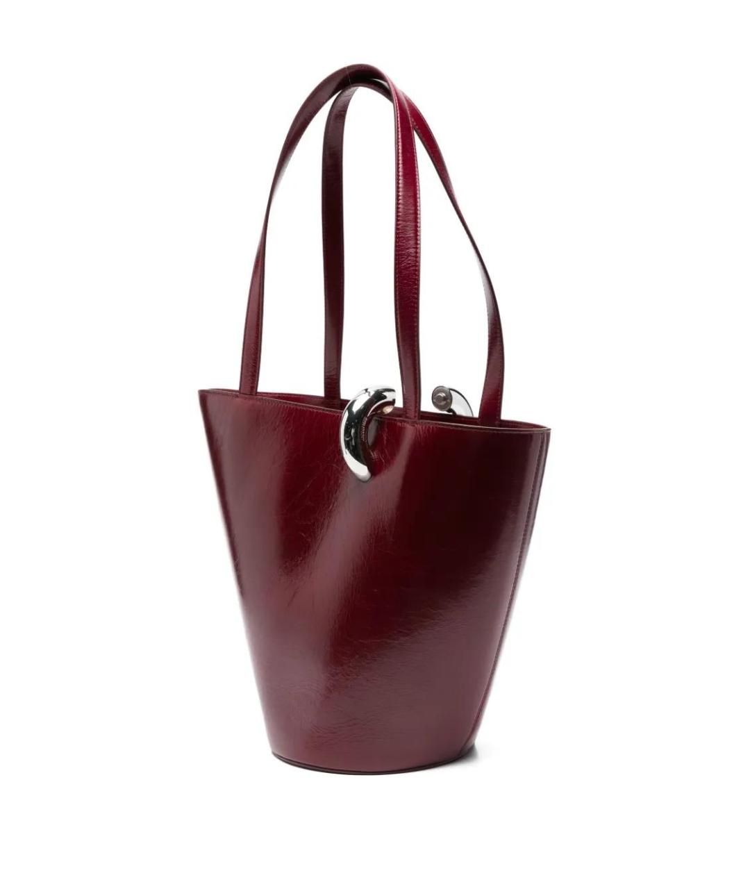 JACQUEMUS Бордовая кожаная сумка через плечо, фото 3