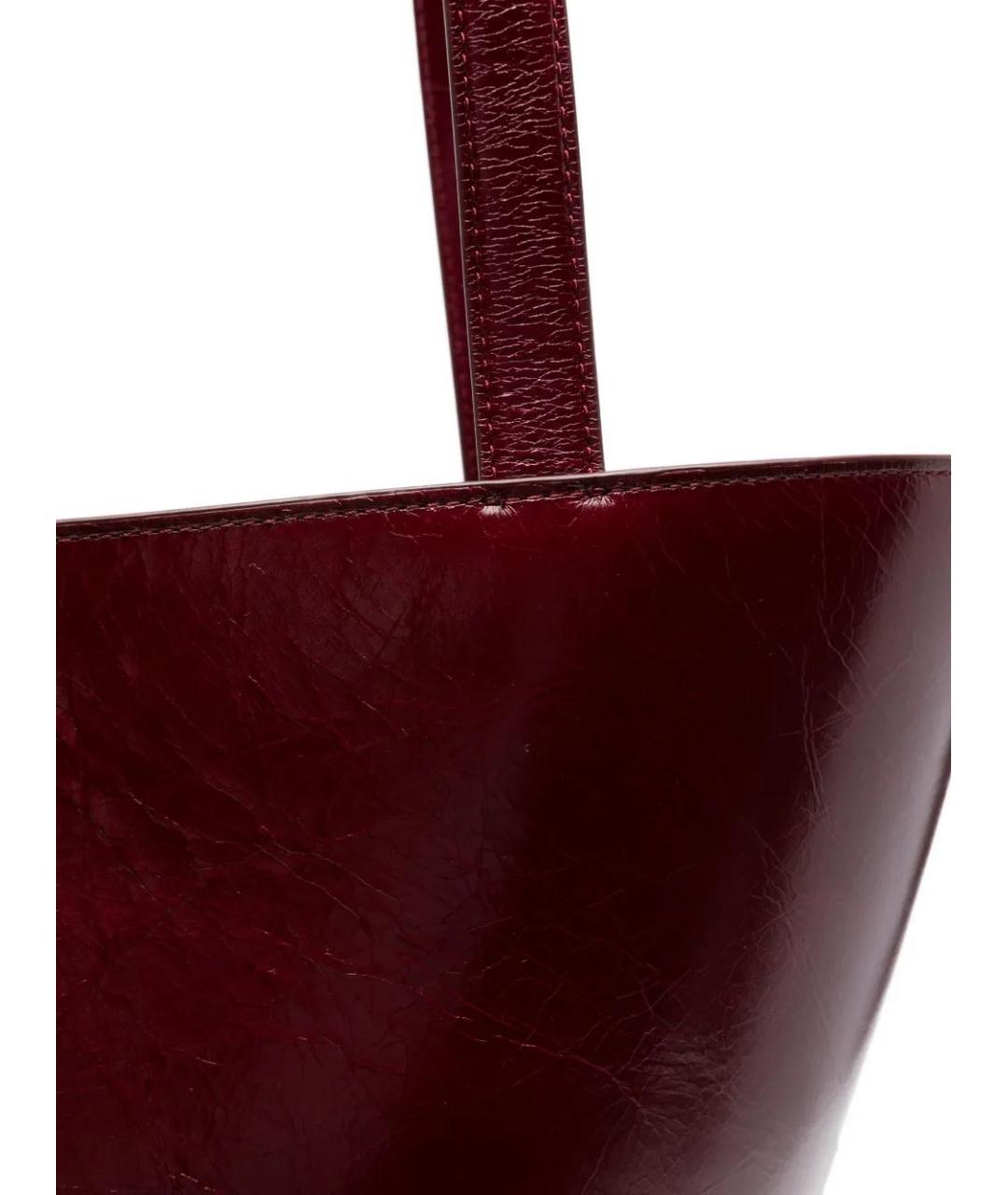 JACQUEMUS Бордовая кожаная сумка через плечо, фото 4