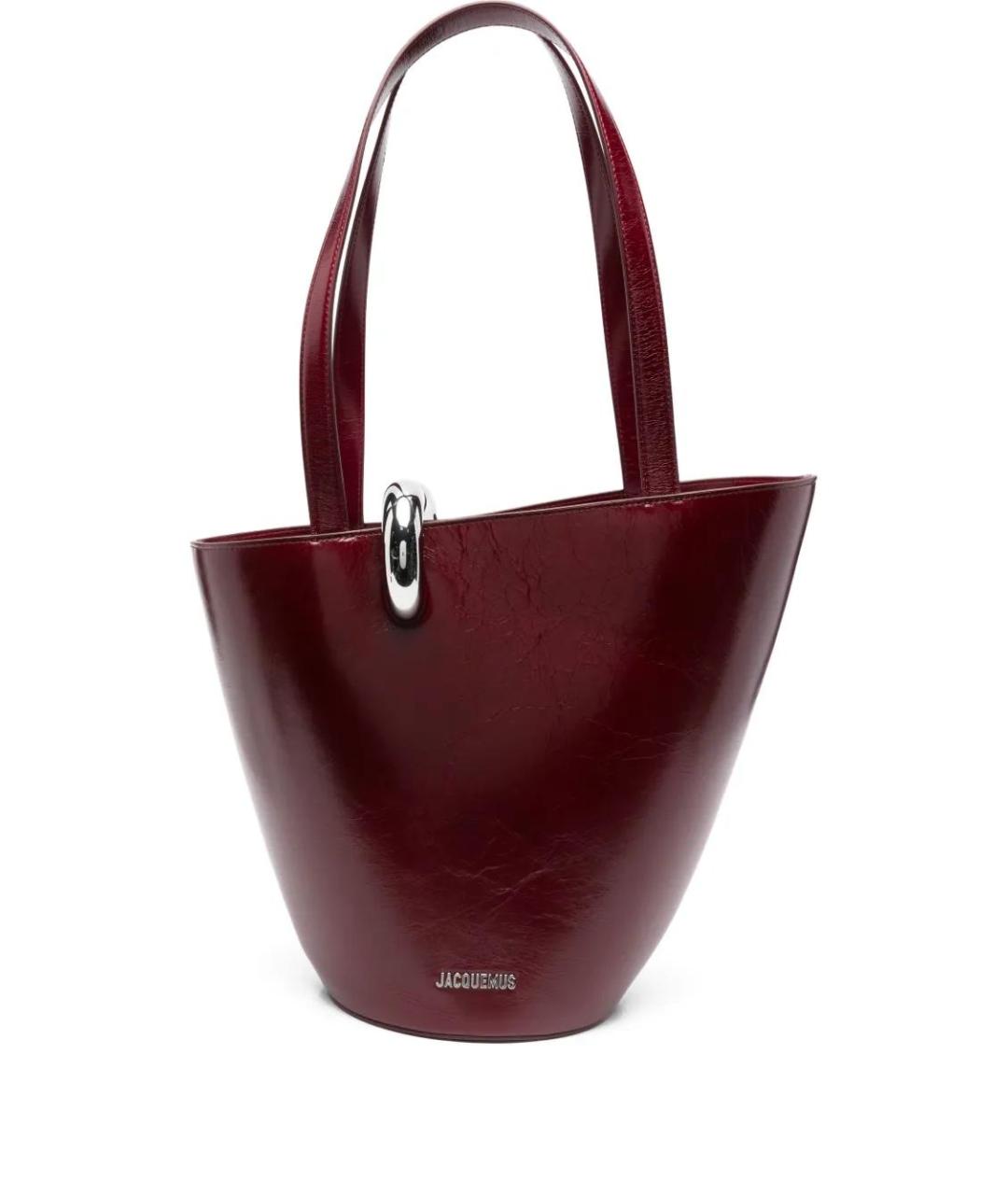JACQUEMUS Бордовая кожаная сумка через плечо, фото 1