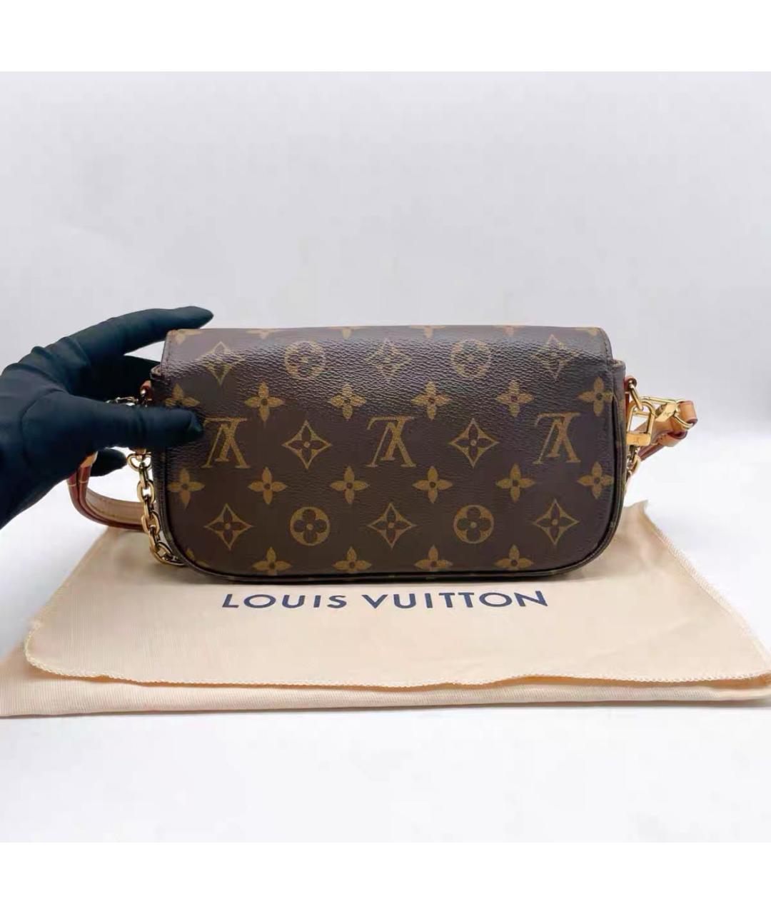 LOUIS VUITTON Коричневая кожаная сумка через плечо, фото 3