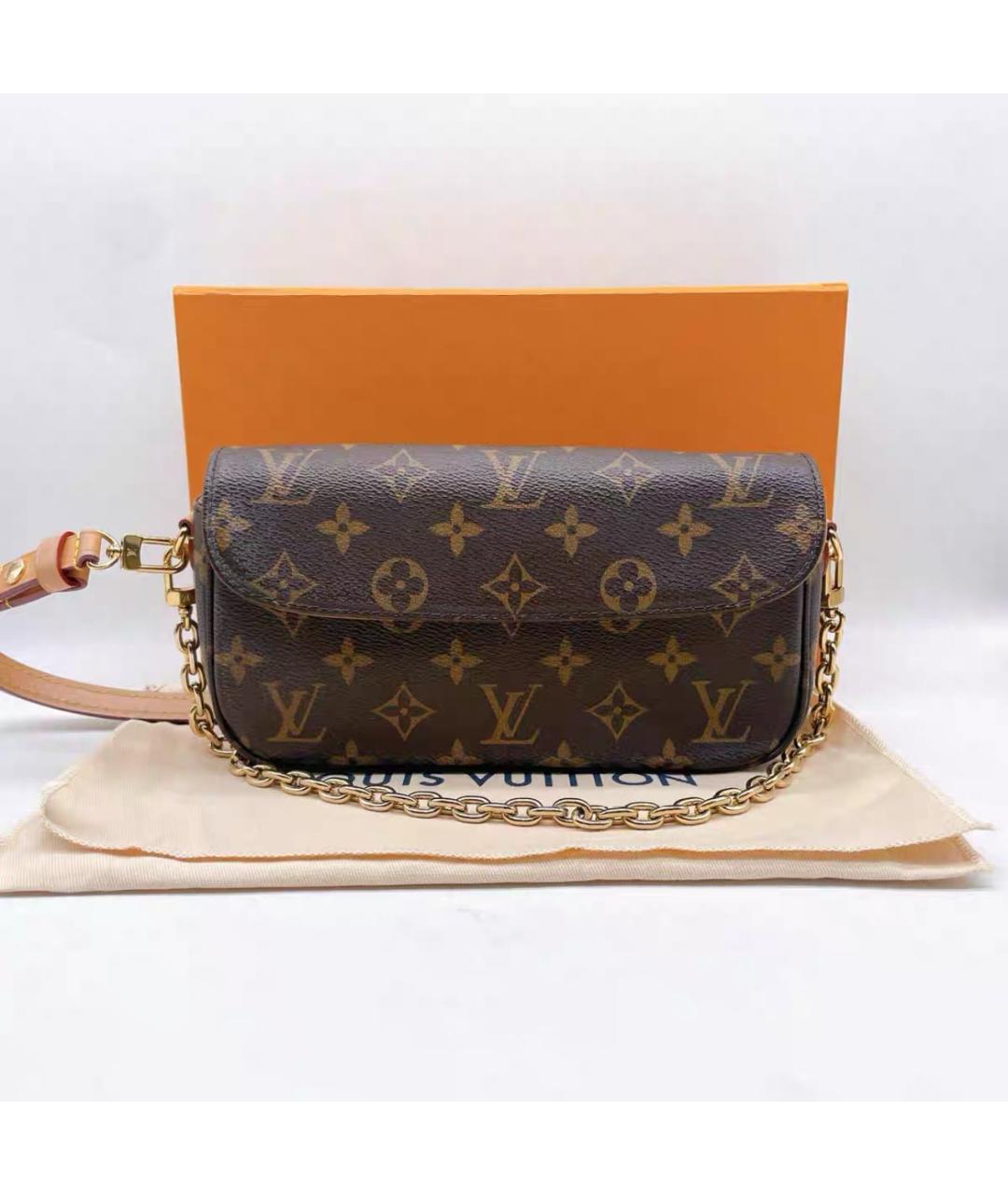 LOUIS VUITTON Коричневая кожаная сумка через плечо, фото 4