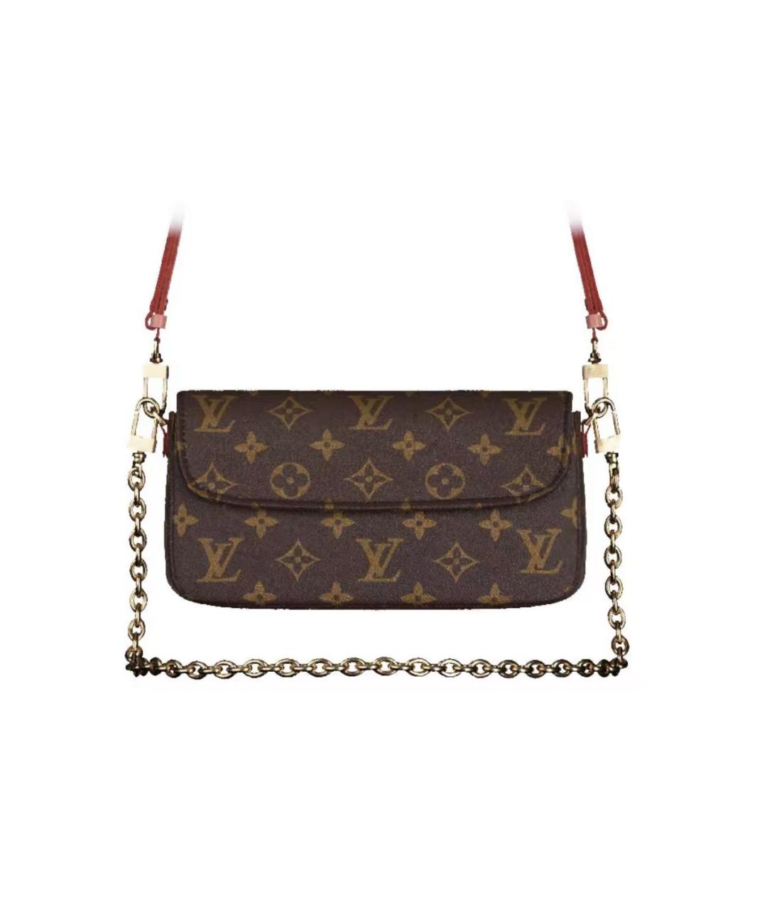 LOUIS VUITTON Коричневая кожаная сумка через плечо, фото 5