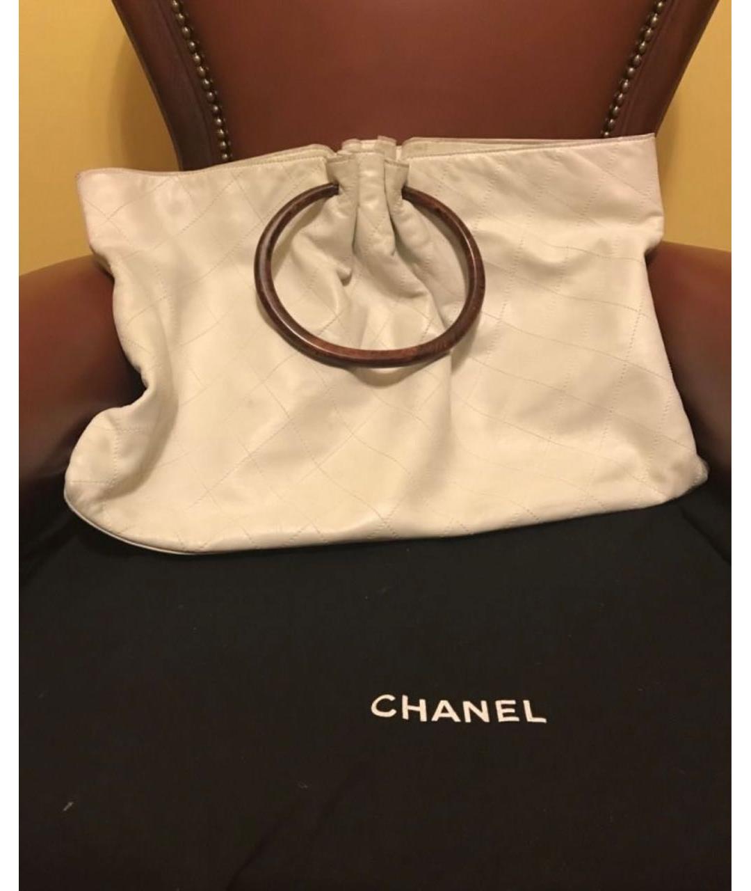 CHANEL Бежевая кожаная сумка тоут, фото 5