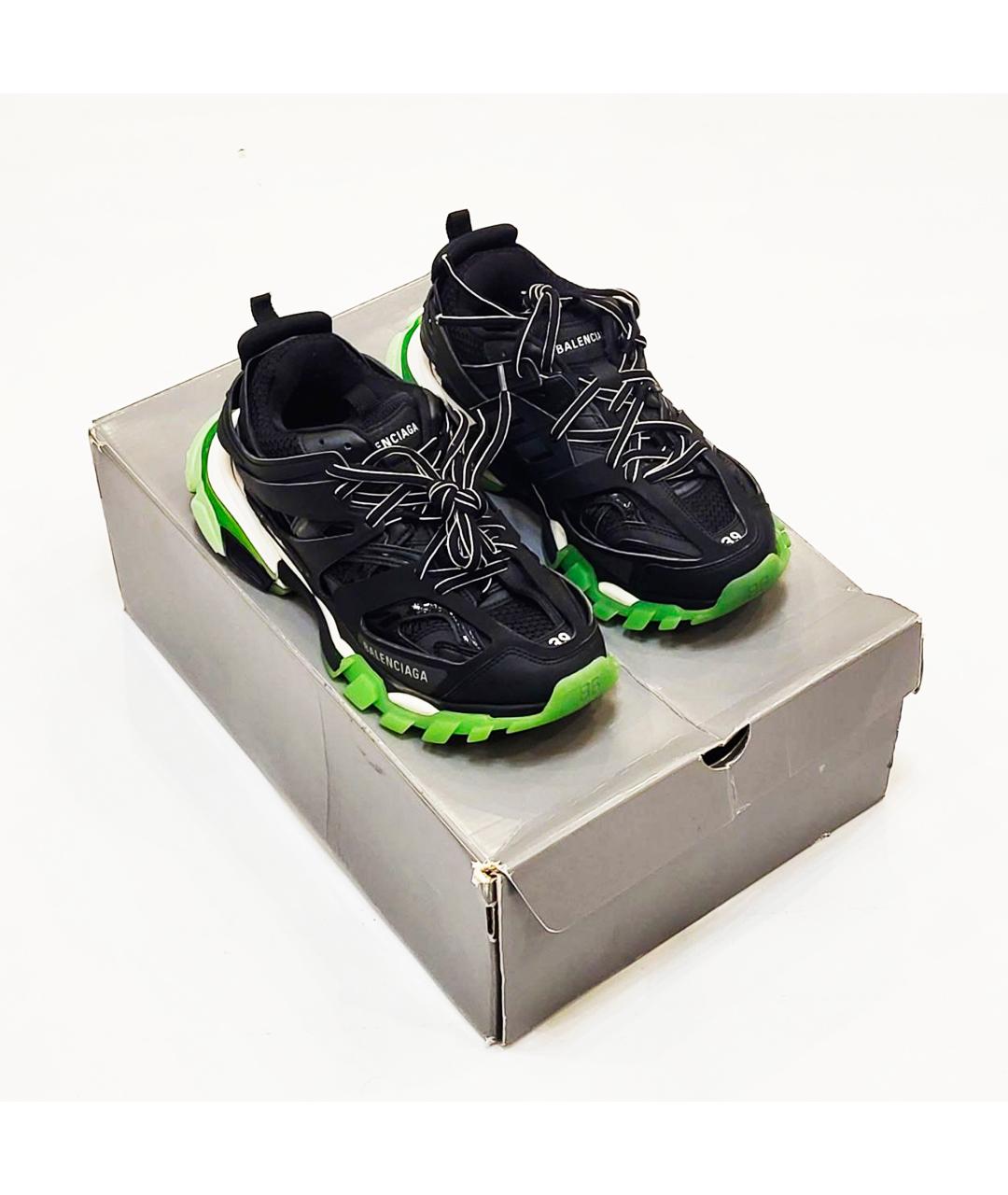 BALENCIAGA Черные кожаные кроссовки, фото 2