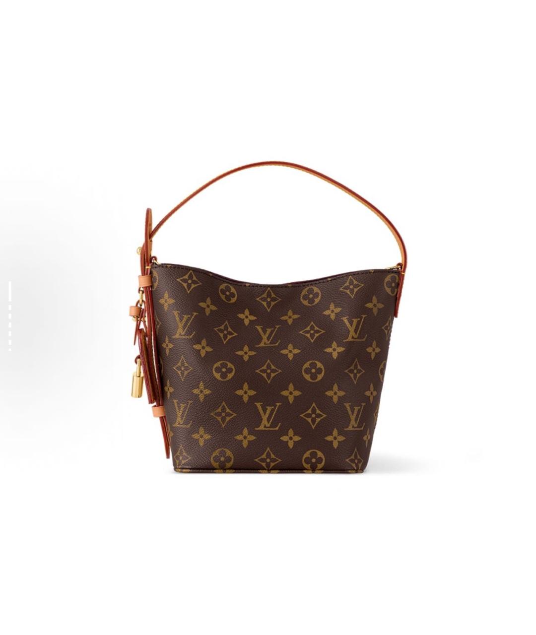 LOUIS VUITTON Коричневая кожаная сумка с короткими ручками, фото 5