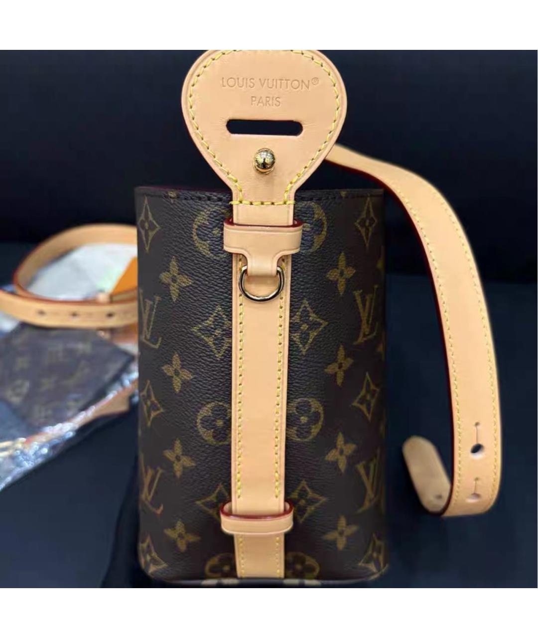 LOUIS VUITTON Коричневая кожаная сумка с короткими ручками, фото 4