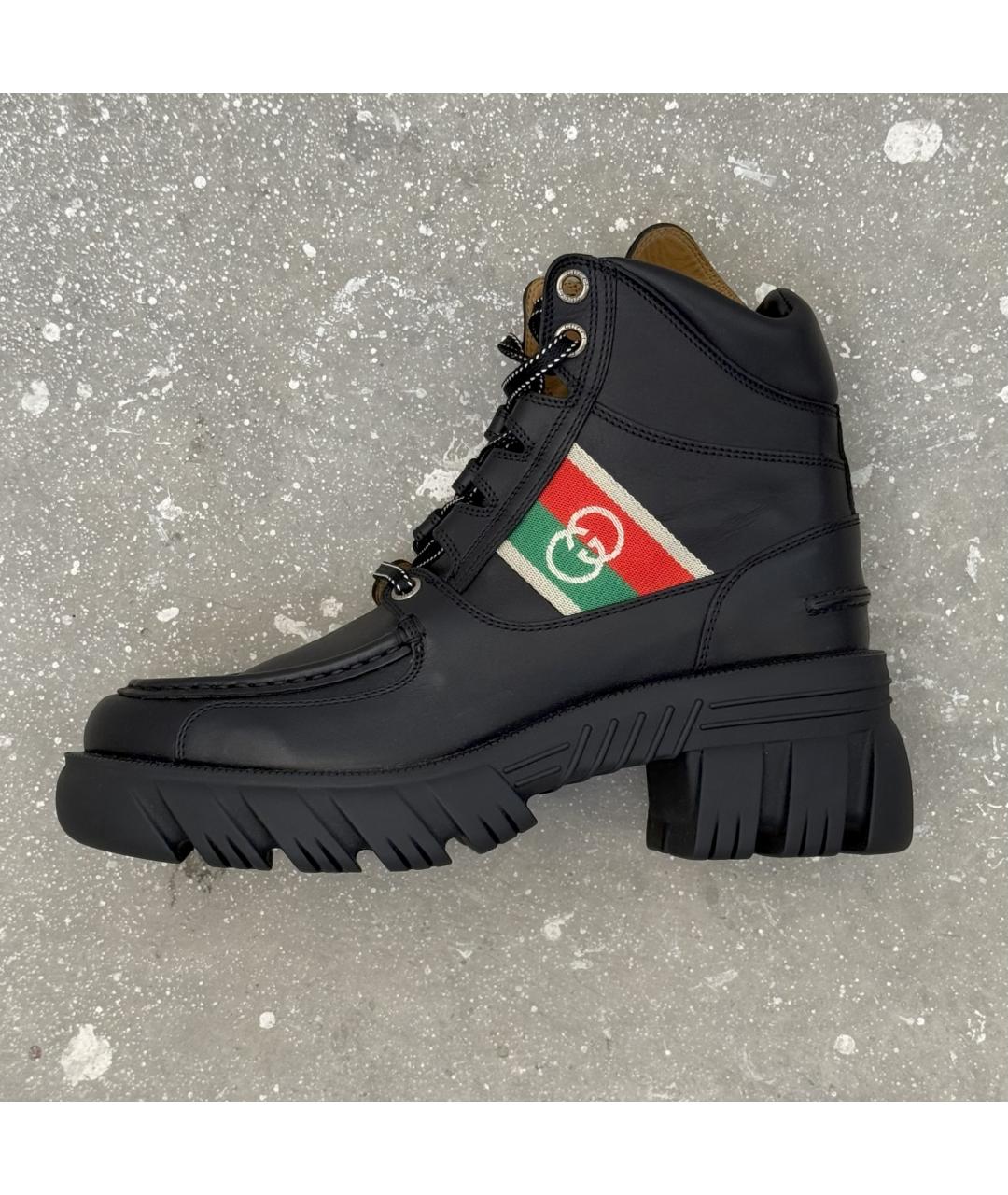 GUCCI Черные кожаные ботинки, фото 10