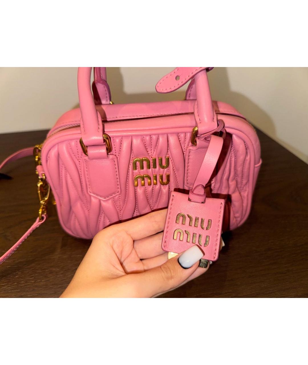 MIU MIU Розовая кожаная сумка через плечо, фото 5
