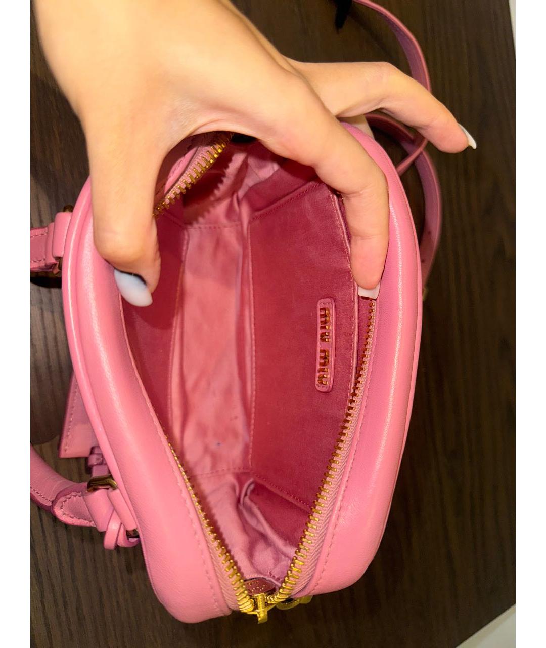 MIU MIU Розовая кожаная сумка через плечо, фото 4