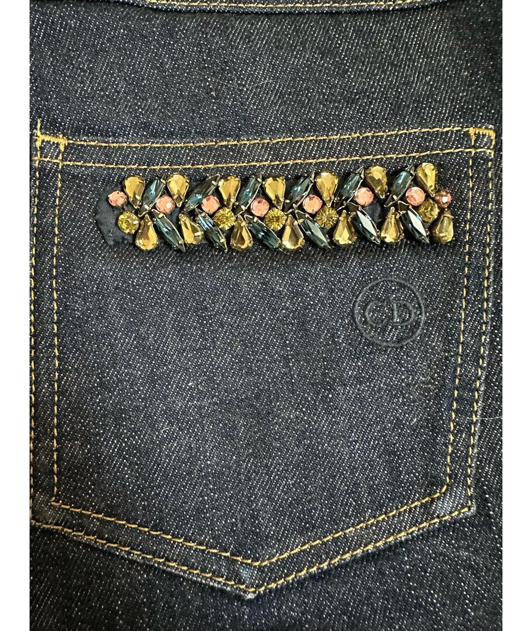 CHRISTIAN DIOR Темно-синие хлопковые прямые джинсы, фото 3