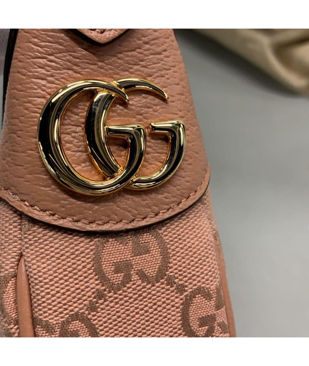 GUCCI Коралловая кожаная сумка с короткими ручками, фото 7