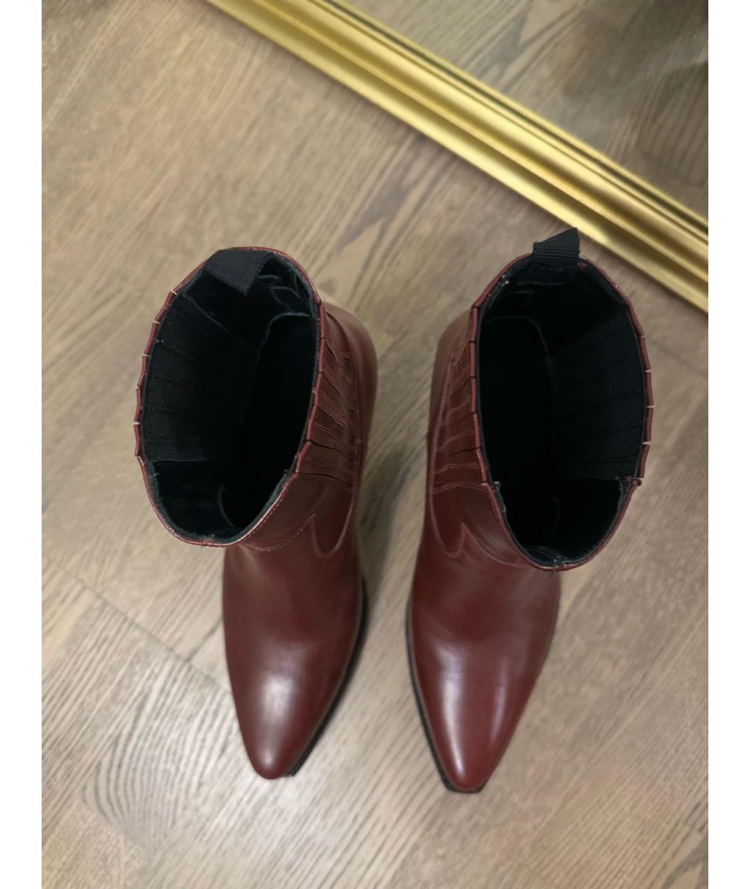 CELINE Бордовые кожаные ботильоны, фото 3
